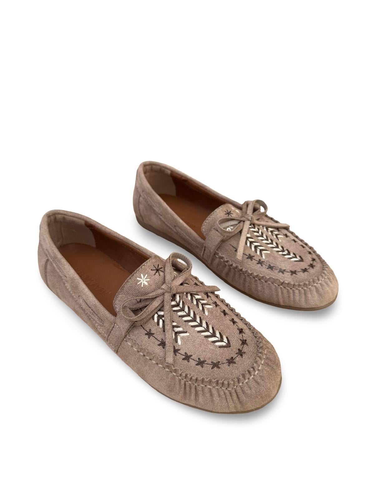 Yalınayak Bdr850 Kadın Loafer Günlük Ayakkabı Bej Süet