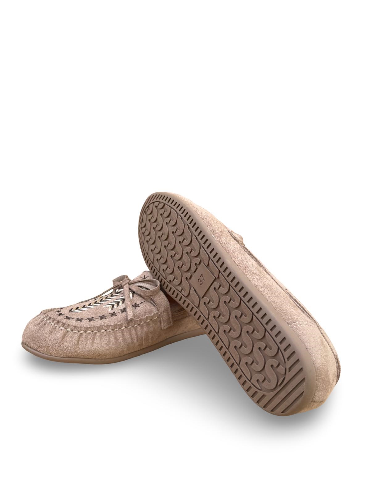 Yalınayak Bdr850 Kadın Loafer Günlük Ayakkabı Bej Süet