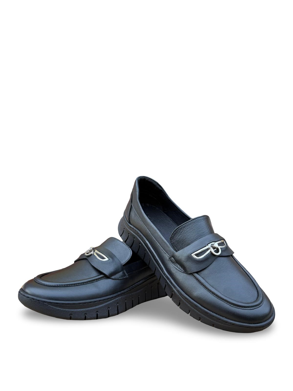 Yalınayak Bty248208 Hakiki Deri Comfort Taban Kadın Loafer Siyah