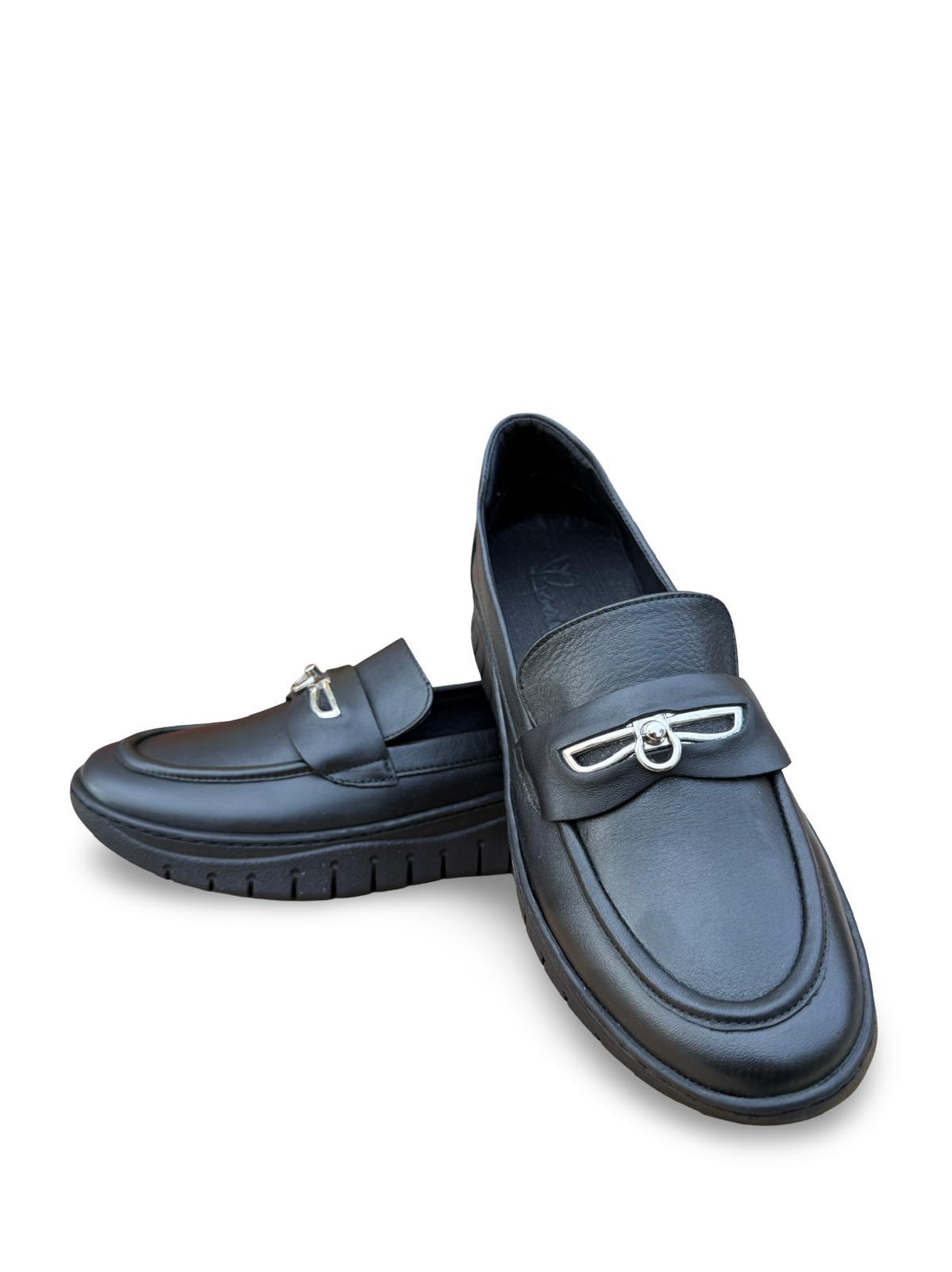 Yalınayak Bty248208 Hakiki Deri Comfort Taban Kadın Loafer Siyah