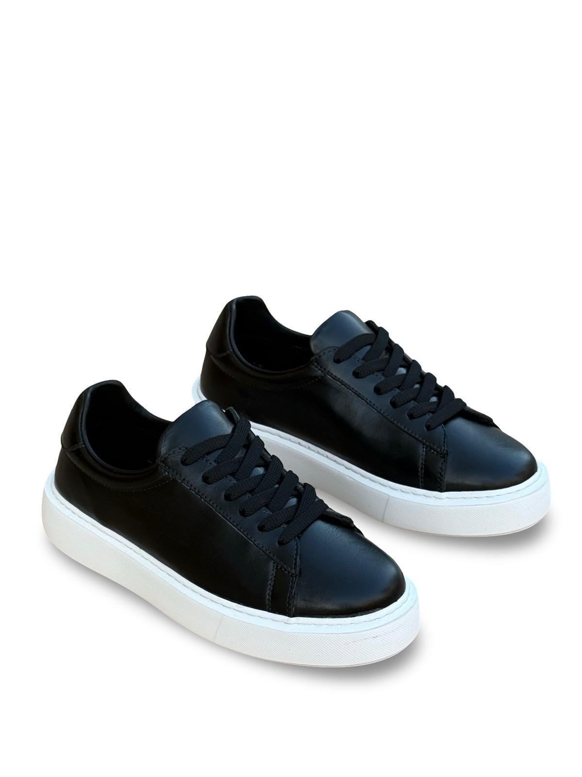Yalınayak Bty249901 Hakiki Deri Unisex Casual Siyah