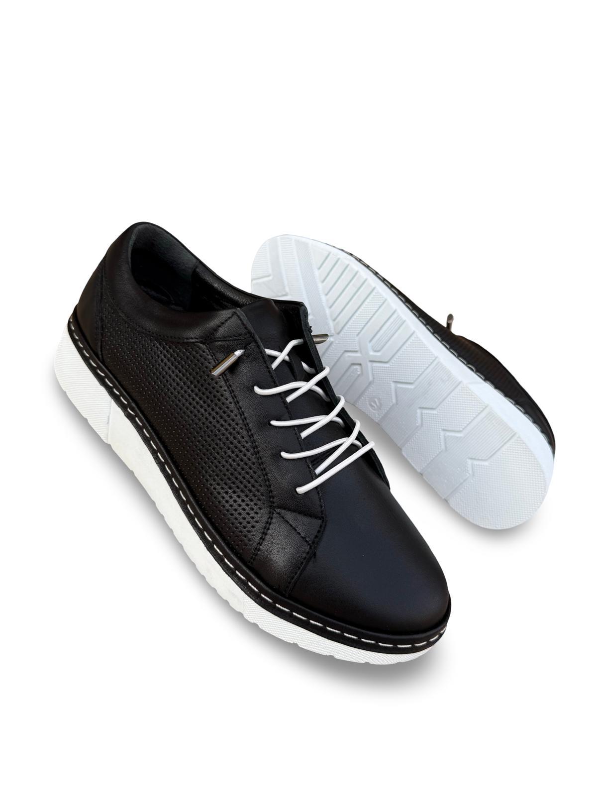 Yalınayak Bty5277 Hakiki Deri Kadın Sneaker Siyah