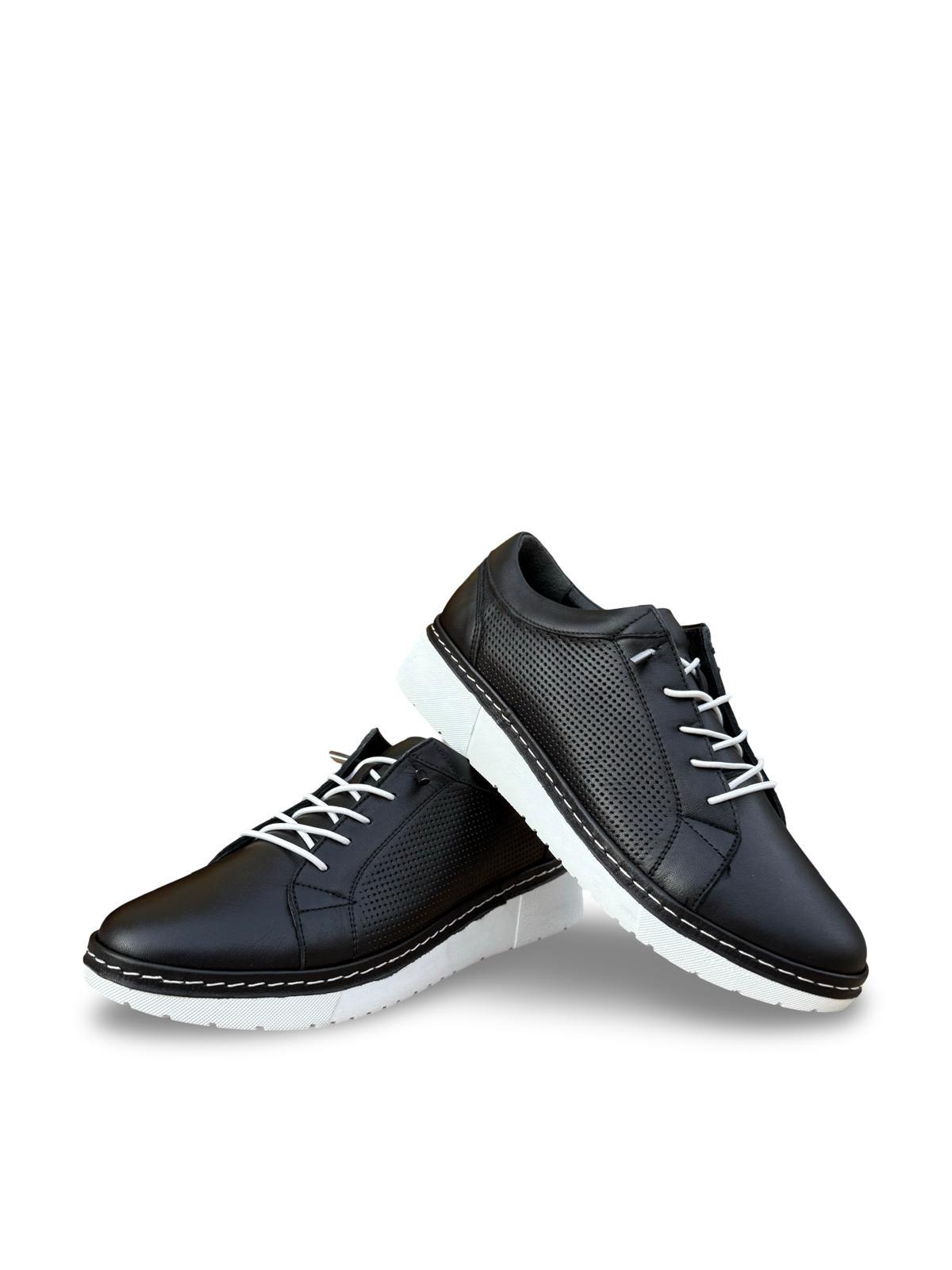 Yalınayak Bty5277 Hakiki Deri Kadın Sneaker Siyah