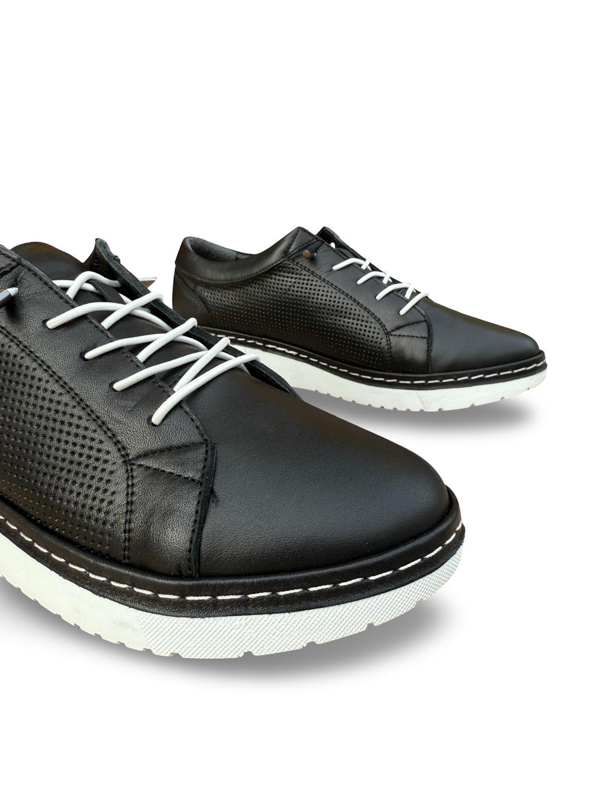 Yalınayak Bty5277 Hakiki Deri Kadın Sneaker Siyah