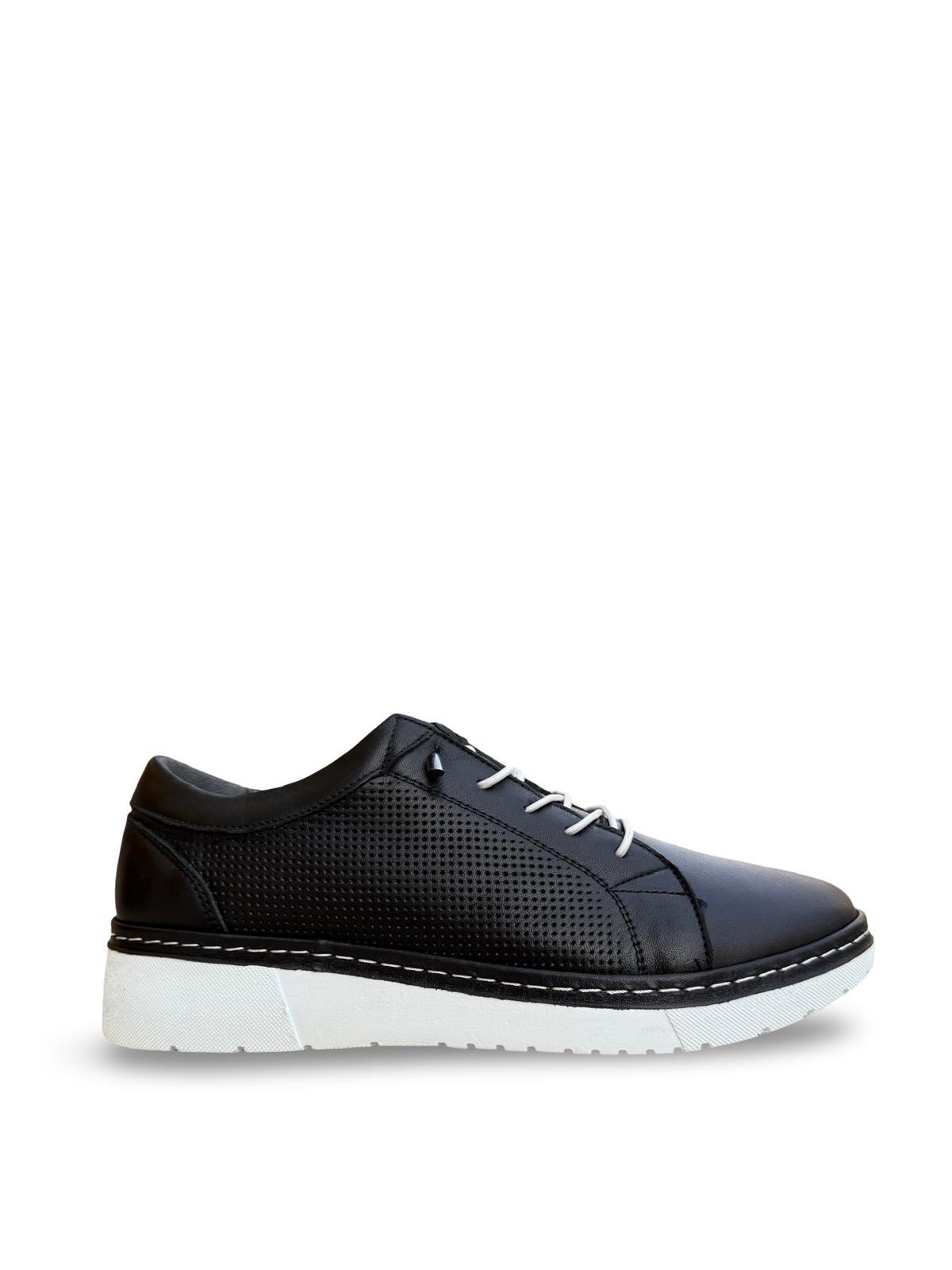 Yalınayak Bty5277 Hakiki Deri Kadın Sneaker Siyah