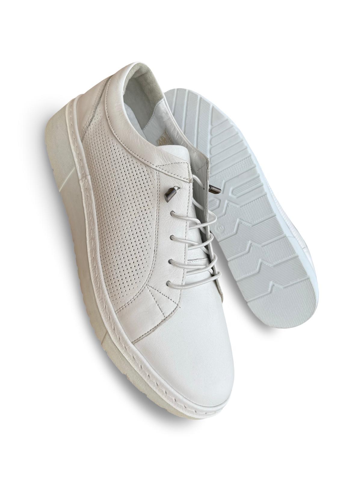 Yalınayak Bty5277 Hakiki Deri Kadın Sneaker Beyaz