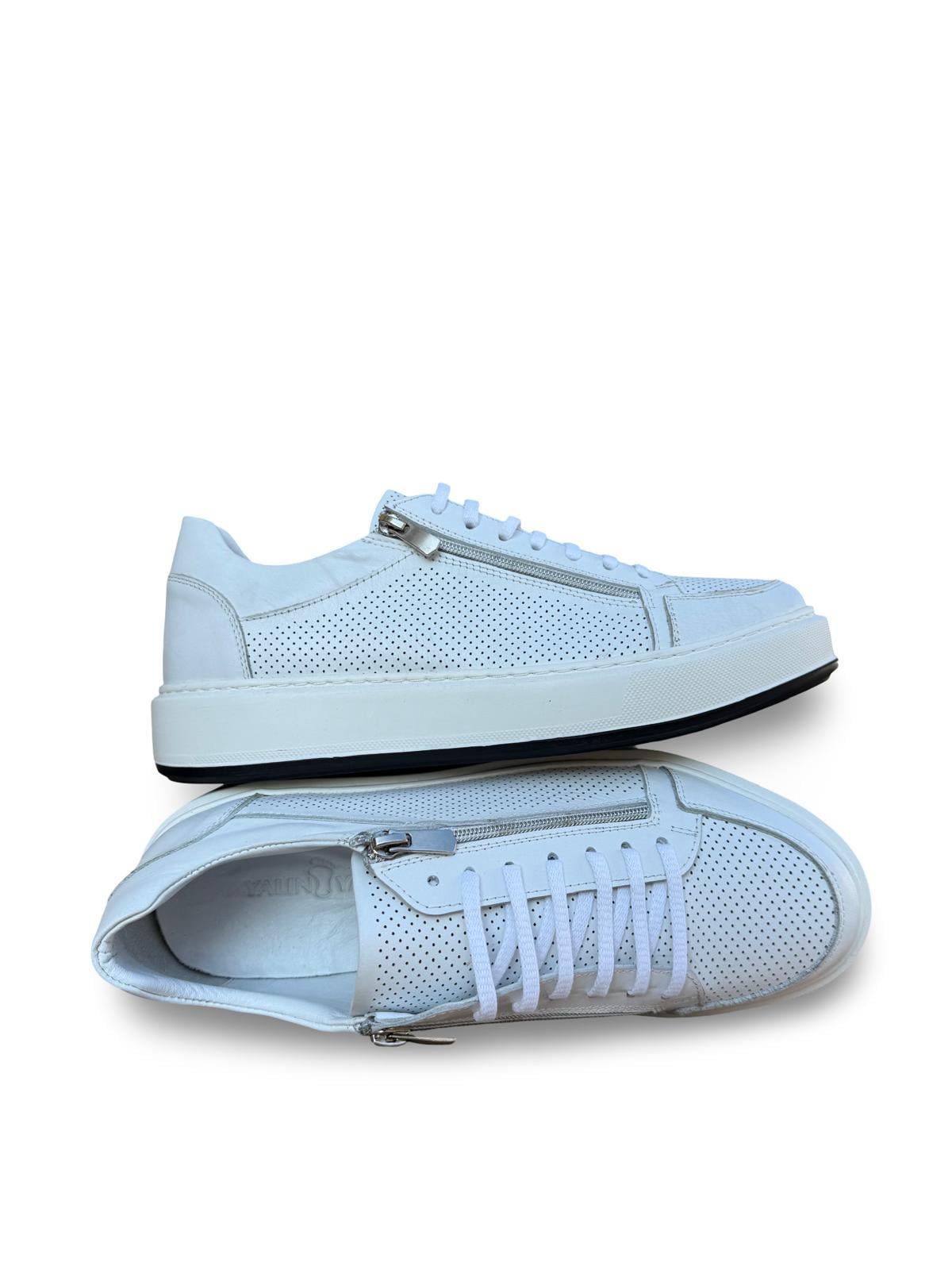 Yalınayak Chs2903L Hakiki Deri Eva Taban Erkek Sneaker Beyaz