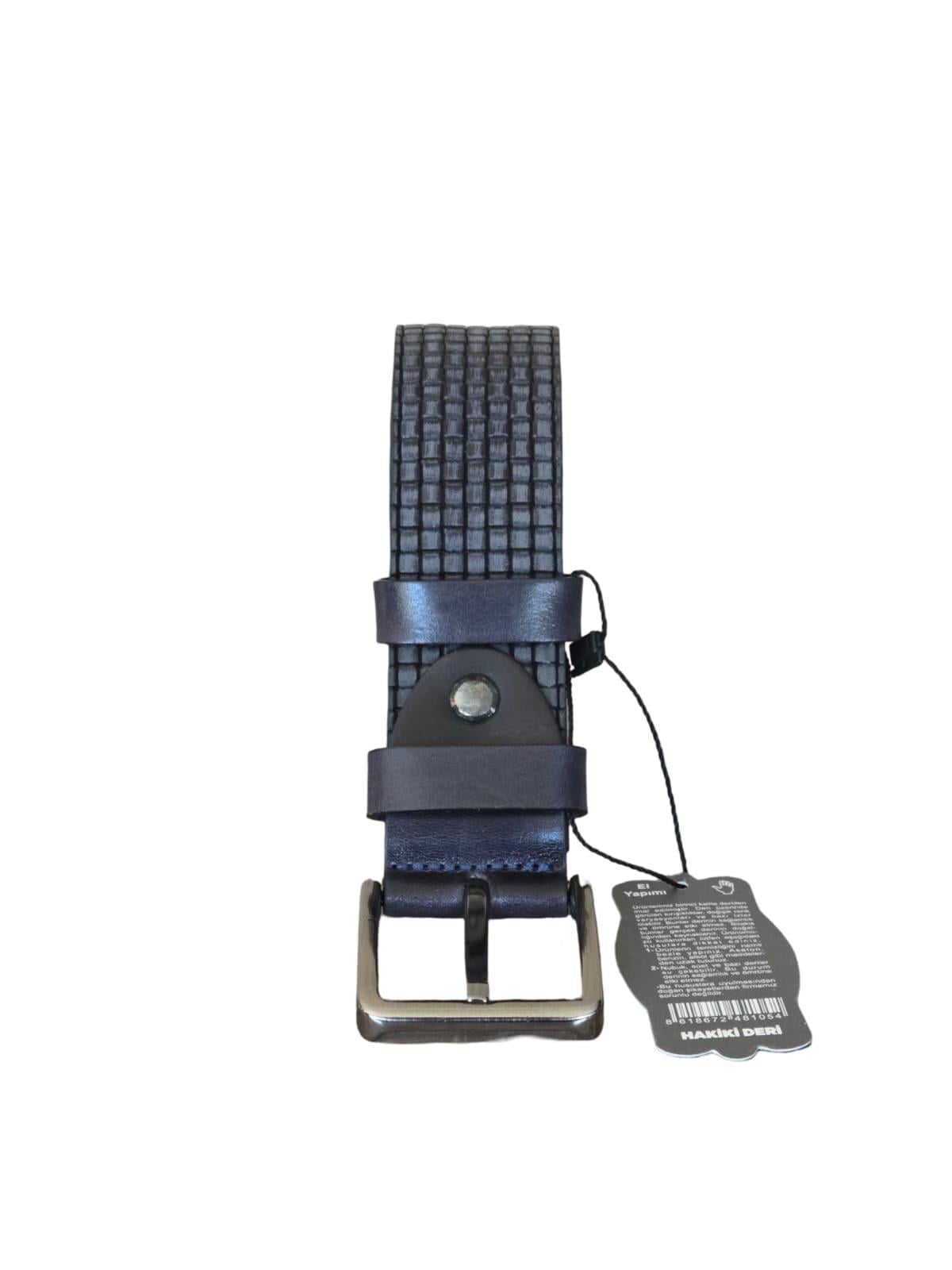 Yalınayak D83 Hakiki Deri Erkek Geniş Kemer Lacivert