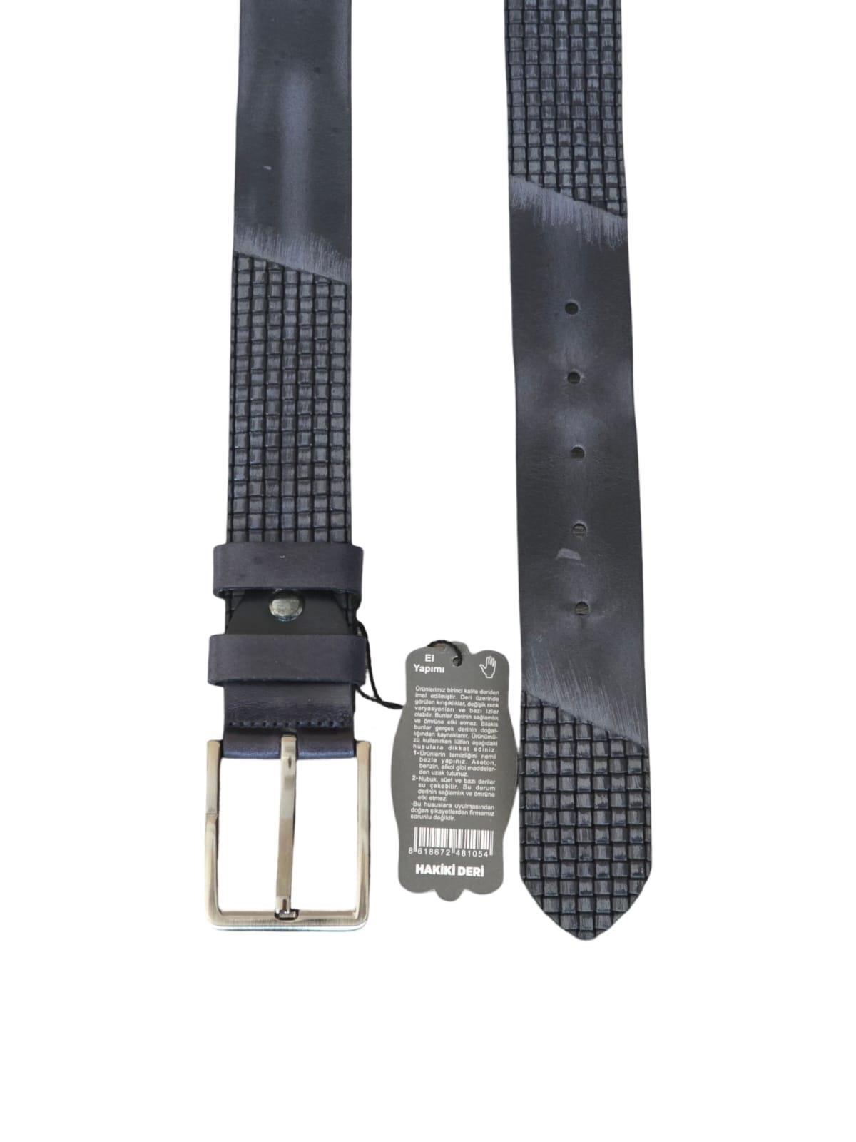 Yalınayak D83 Hakiki Deri Erkek Geniş Kemer Lacivert