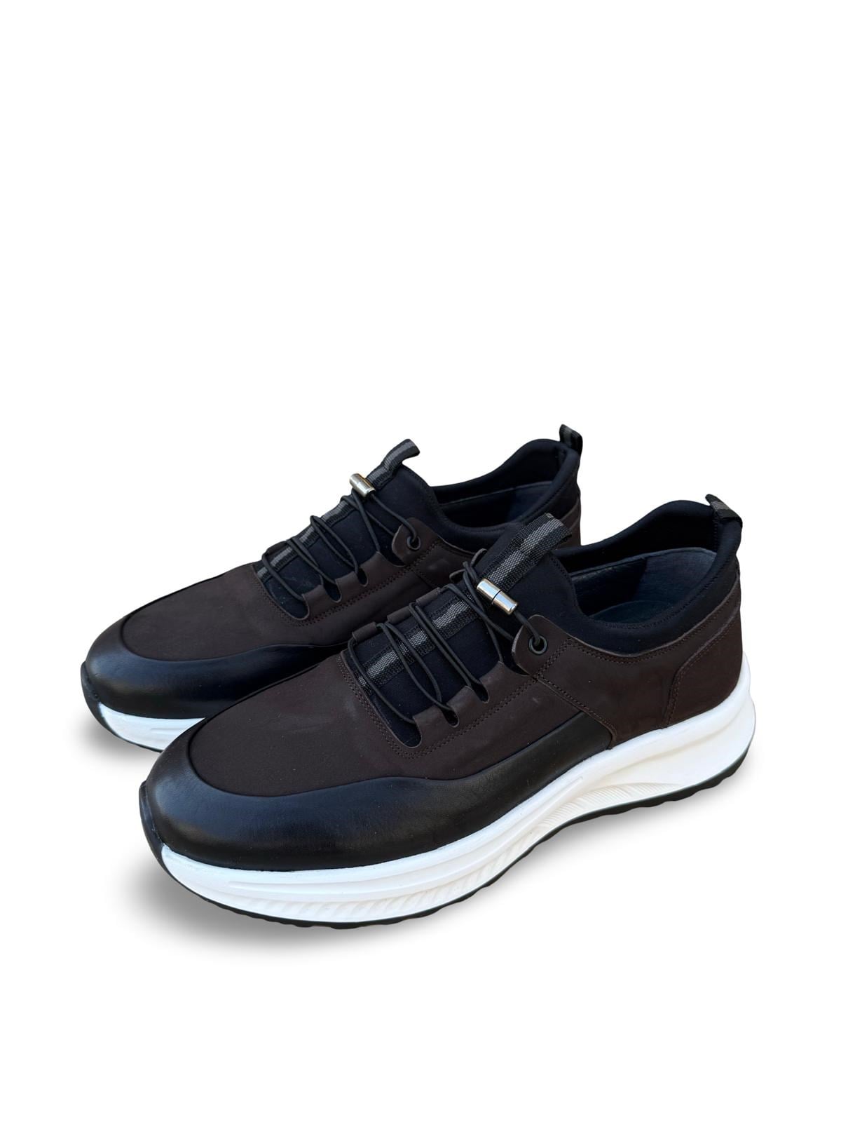Yalınayak F3297 Hakiki Deri Eva Taban Erkek Sneaker Kahve Nubuk