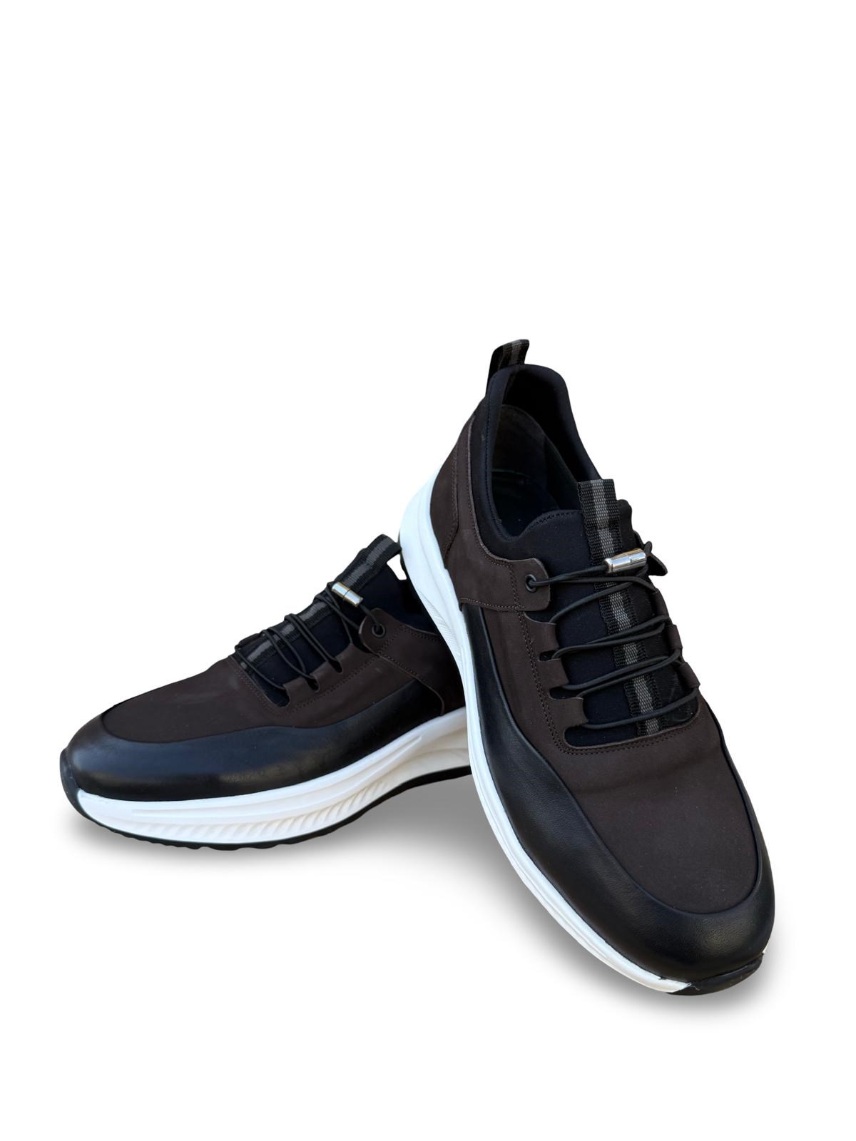 Yalınayak F3297 Hakiki Deri Eva Taban Erkek Sneaker Kahve Nubuk