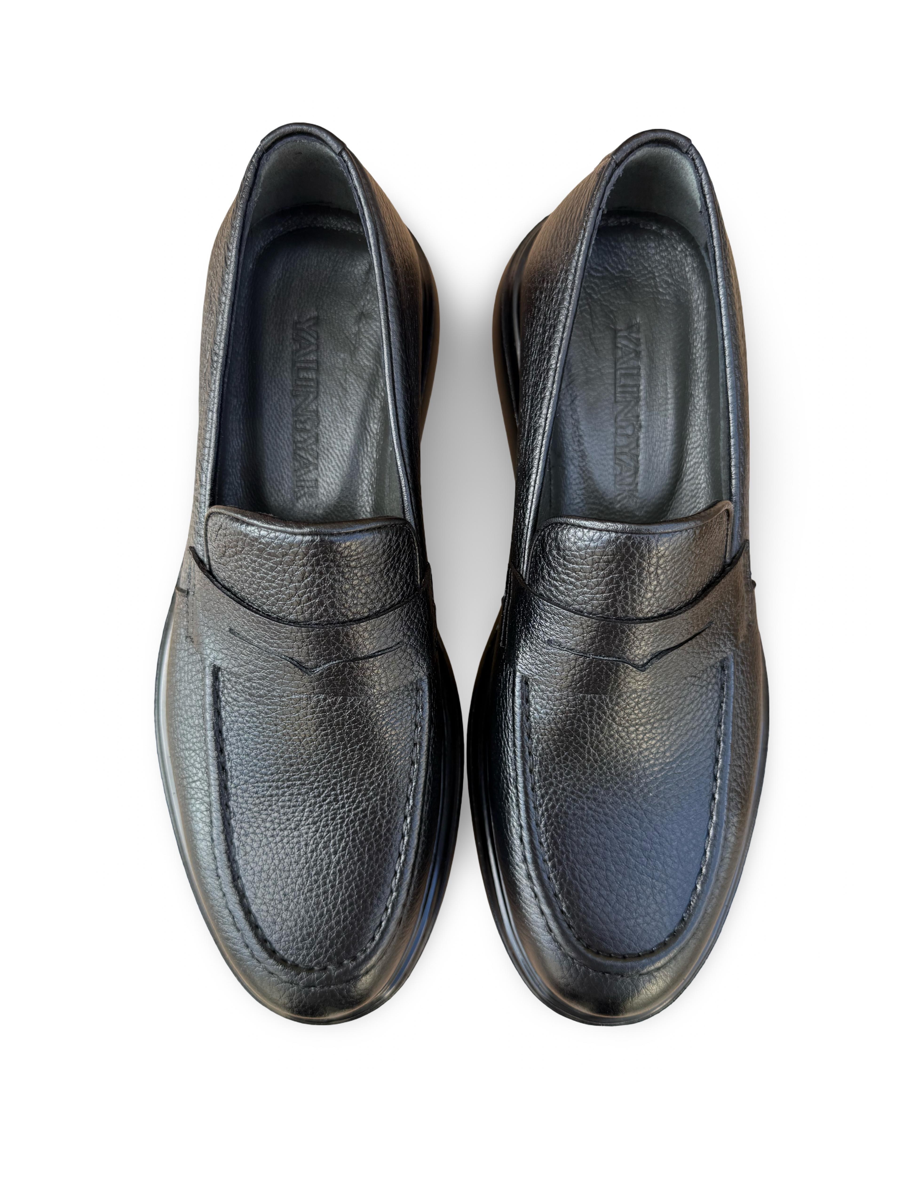 Yalınayak F3316 Hakiki Deri Erkek Loafer Ayakkabı Siyah