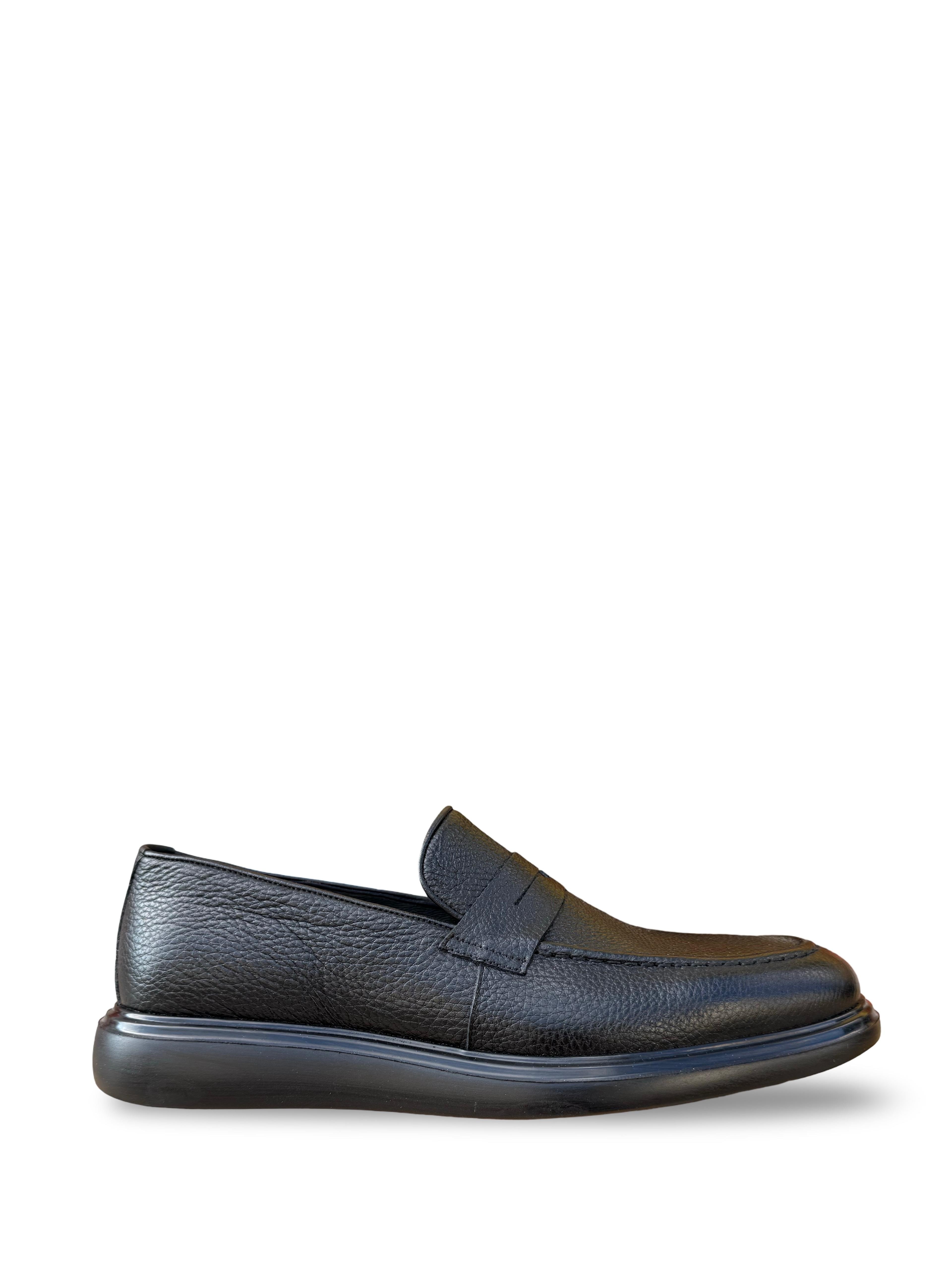 Yalınayak F3316 Hakiki Deri Erkek Loafer Ayakkabı Siyah
