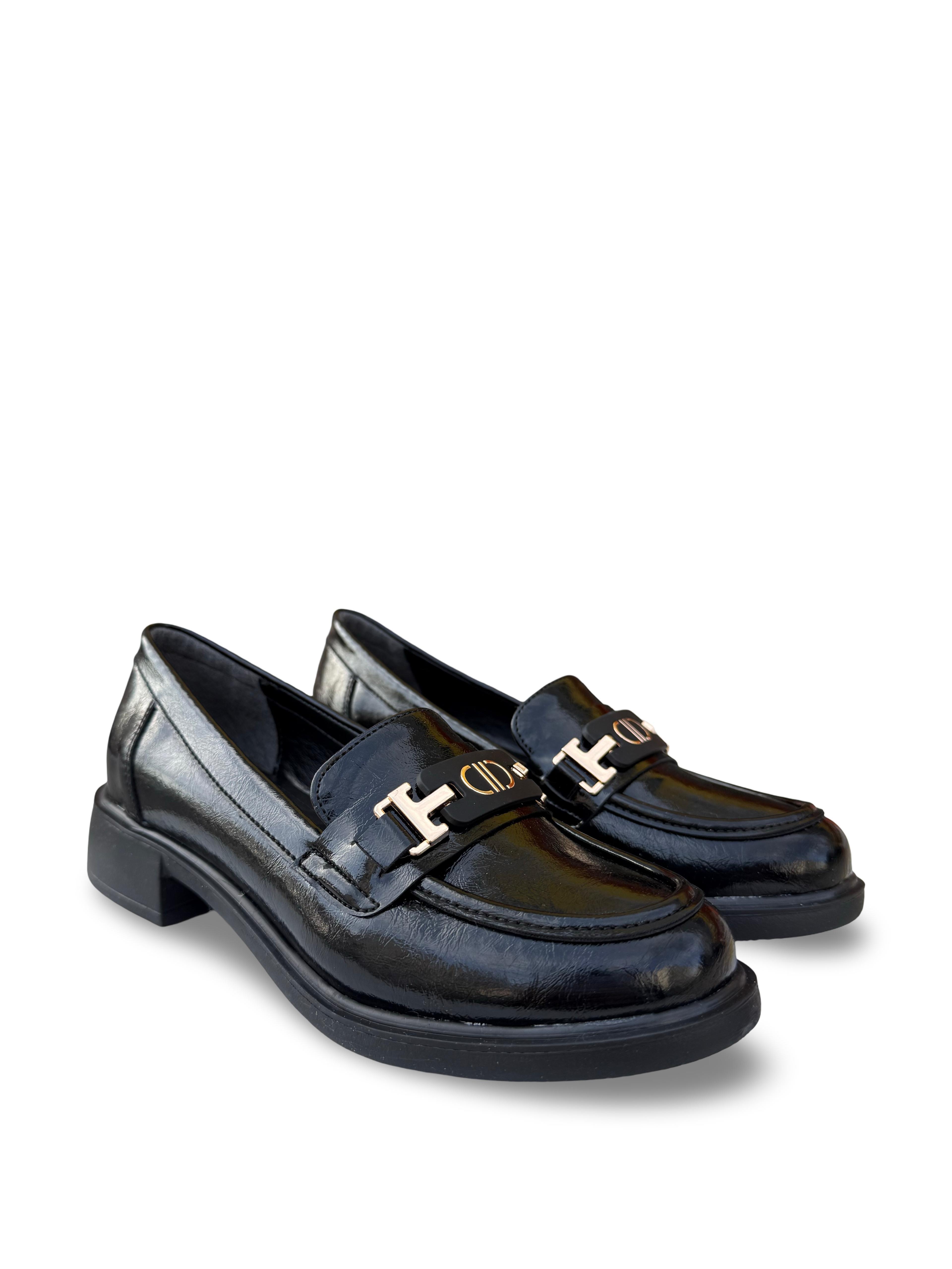 Yalınayak Lpy1261 Rugan Kadın Loafer & Babet Siyah Rugan