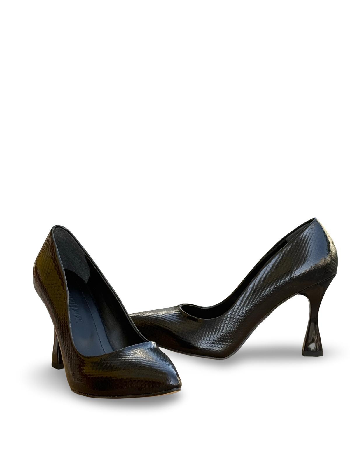 Yalınayak Lpy1302 Yılan Rugan Kadın Stiletto Siyah