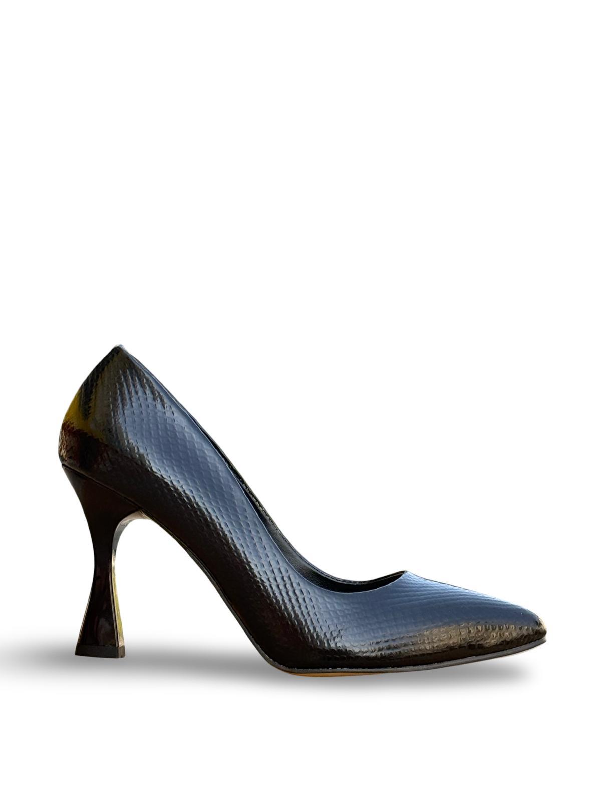 Yalınayak Lpy1302 Yılan Rugan Kadın Stiletto Siyah