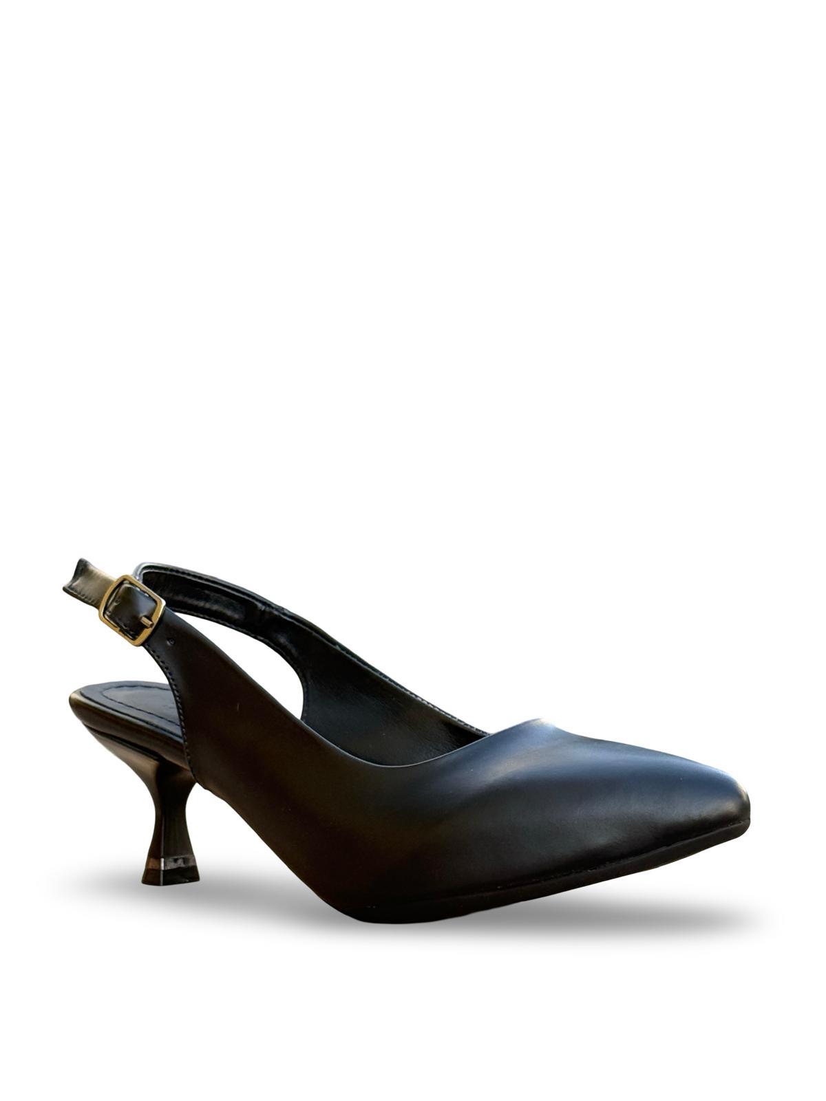 Yalınayak Lpy910 Arkası Açık Kısa Topuk Kadın Stiletto Siyah