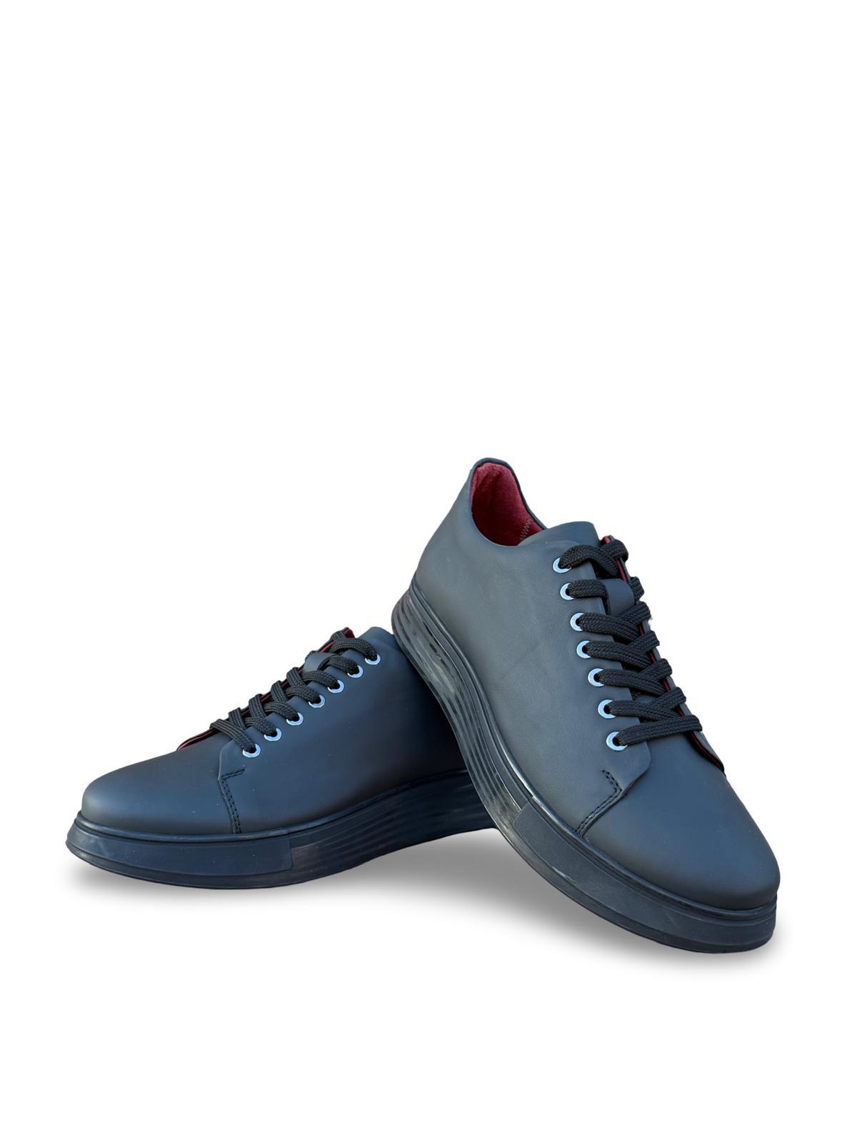 Yalınayak M15275 Hakiki Deri Erkek Sneaker Siyah Mat