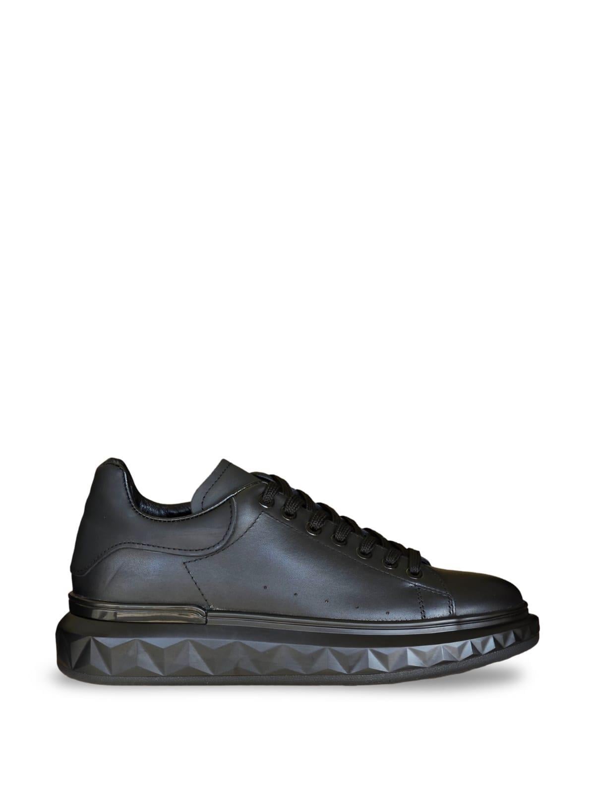 Yalınayak M19369 Hakiki Deri Erkek Sneaker Siyah Mat