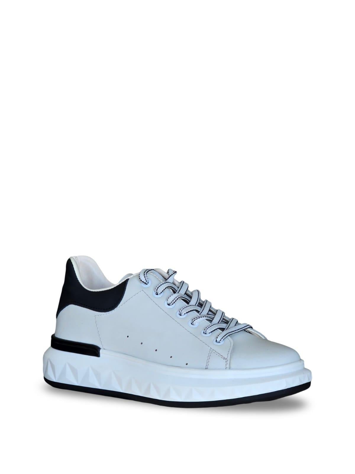 Yalınayak M19369 Hakiki Deri Erkek Sneaker Beyaz