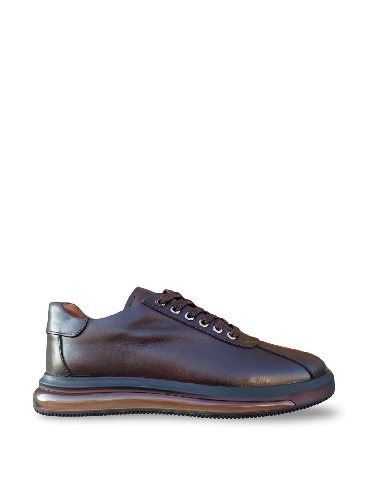 Yalınayak M20031  Hakiki Deri Erkek Aır Taban Sneakers & Spor Kahve