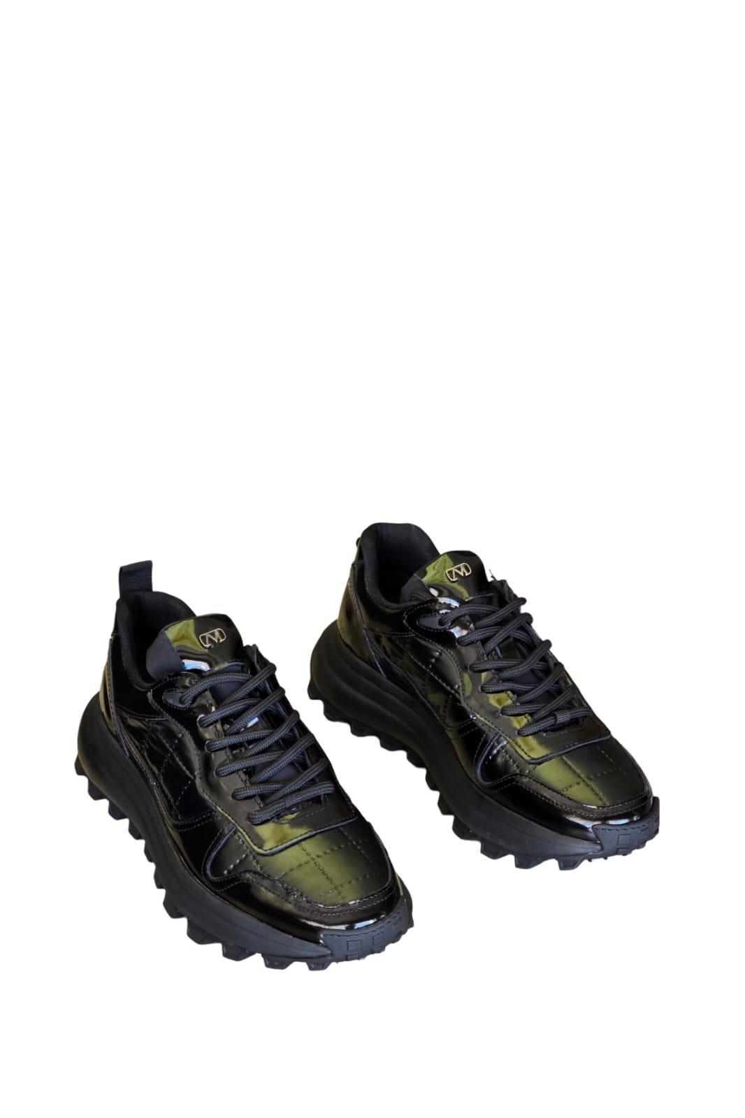 Yalınayak M20180 Hakiki Deri Spor Sneaker Siyah Rugan