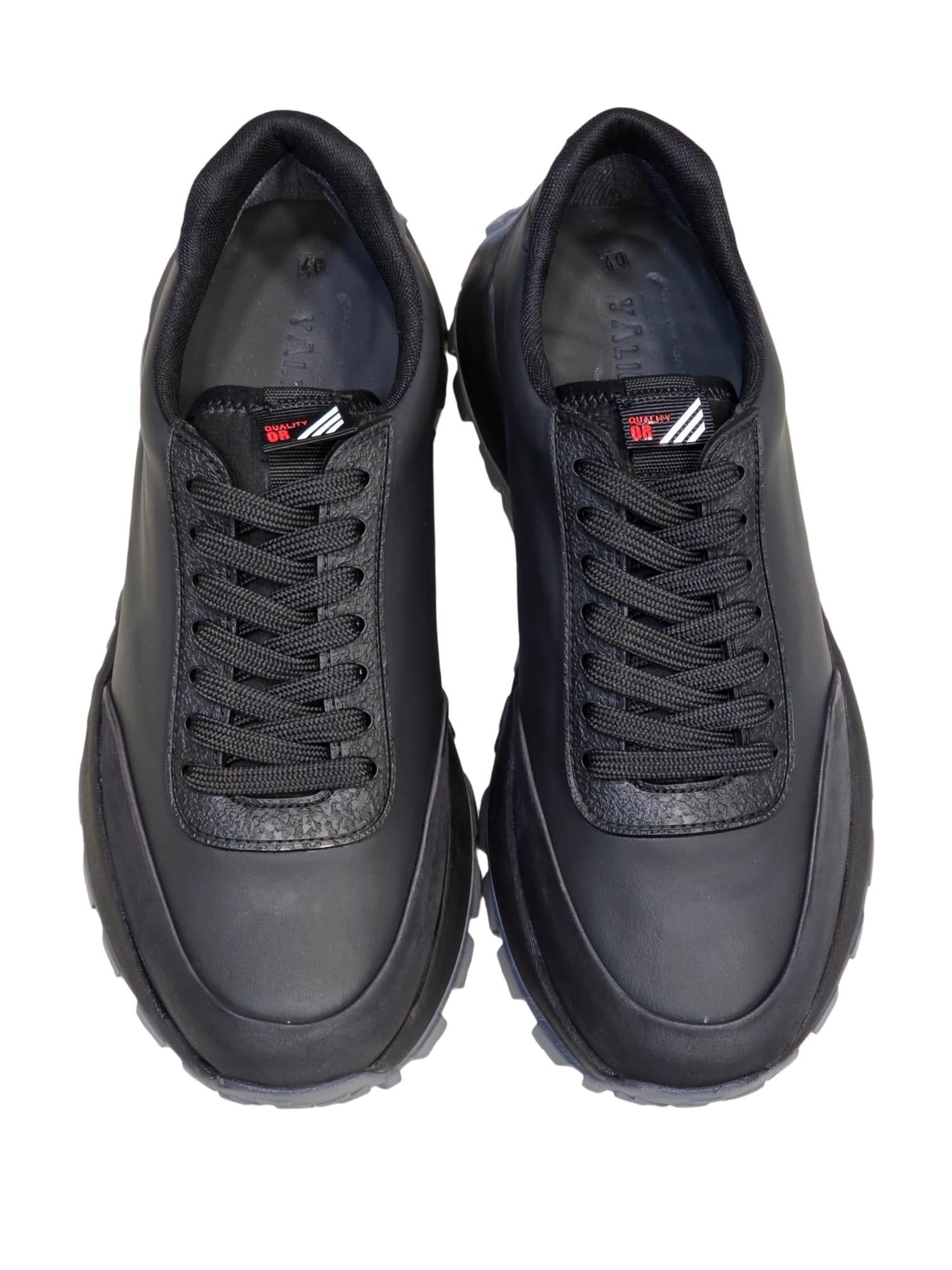 Yalınayak M20386  Hakiki Deri Erkek Sneakers Siyah