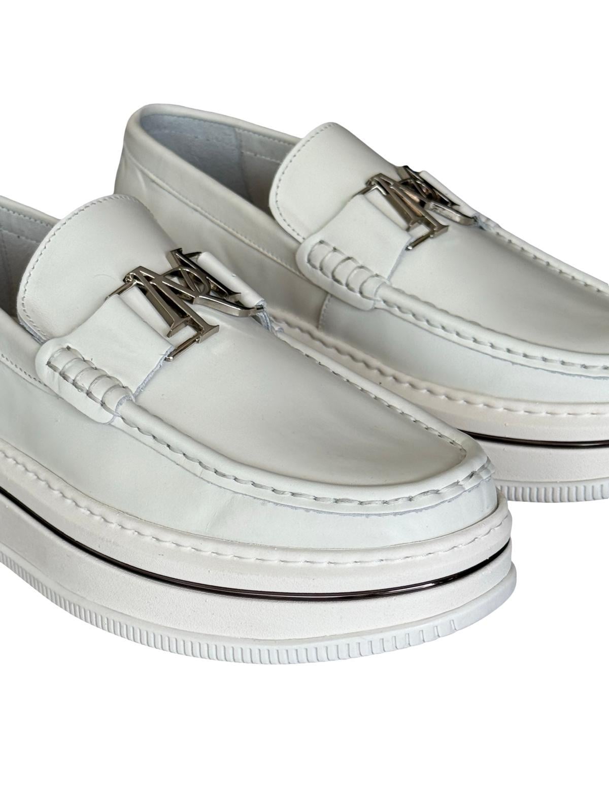 Yalınayak M21108 Hakiki Deri Erkek Spazılato Loafer Ayakkabı Beyaz