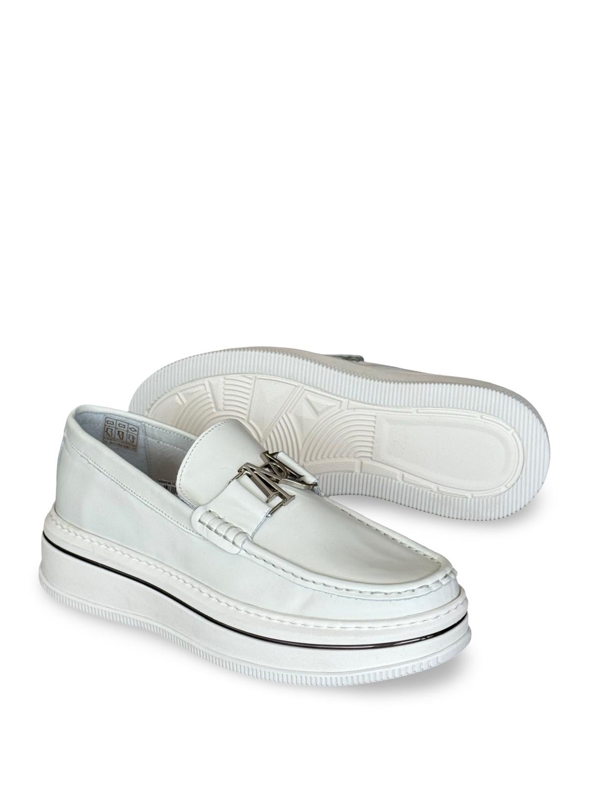 Yalınayak M21108 Hakiki Deri Erkek Spazılato Loafer Ayakkabı Beyaz