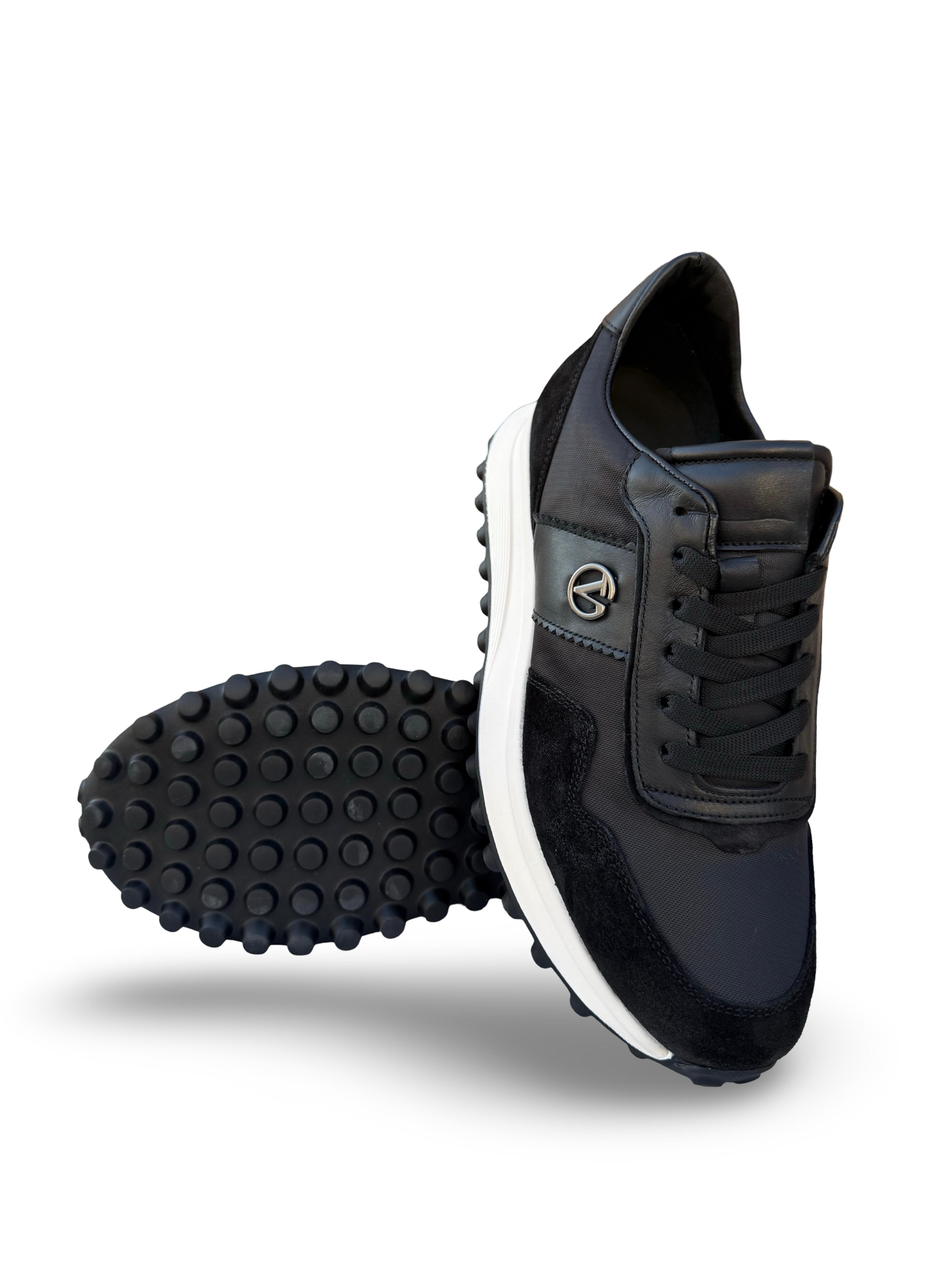 Yalınayak M23132 Hakiki Erkek Sneaker Spor Siyah