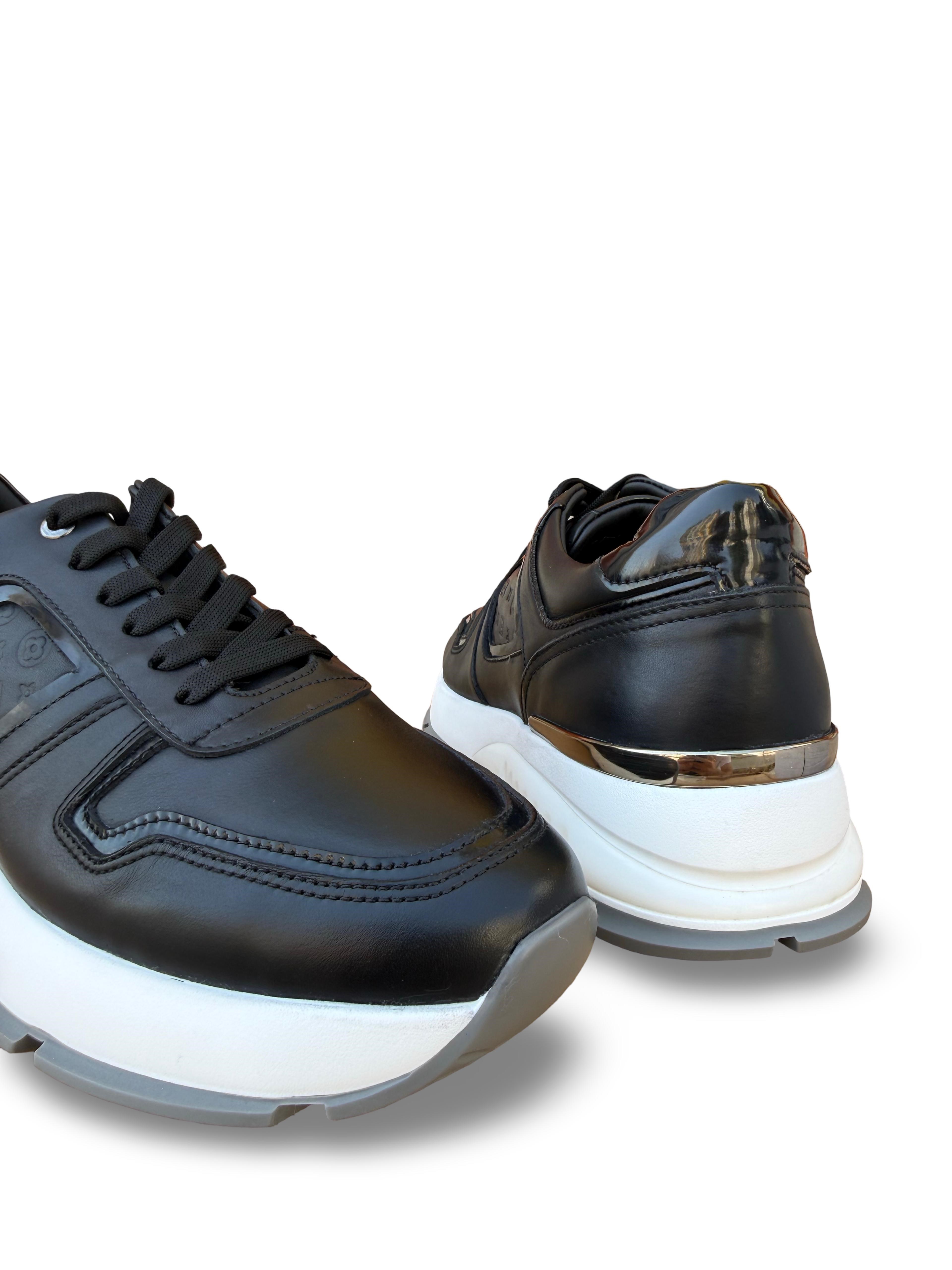 Yalınayak M23259 Hakiki Deri Eva Taban Erkek Sneaker Siyah