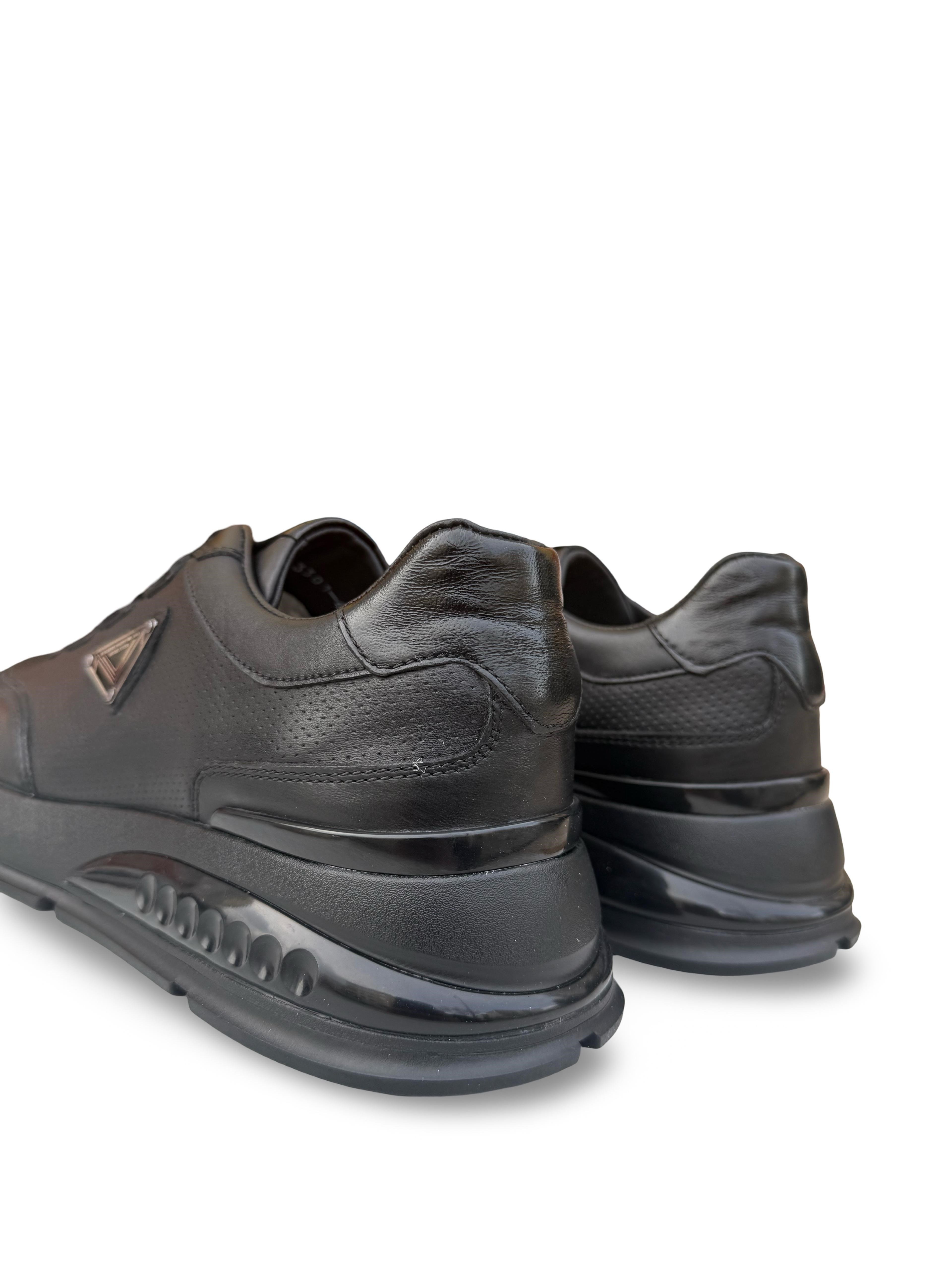 Yalınayak M23301 Hakiki Deri Eva Taban Erkek Sneaker Siyah