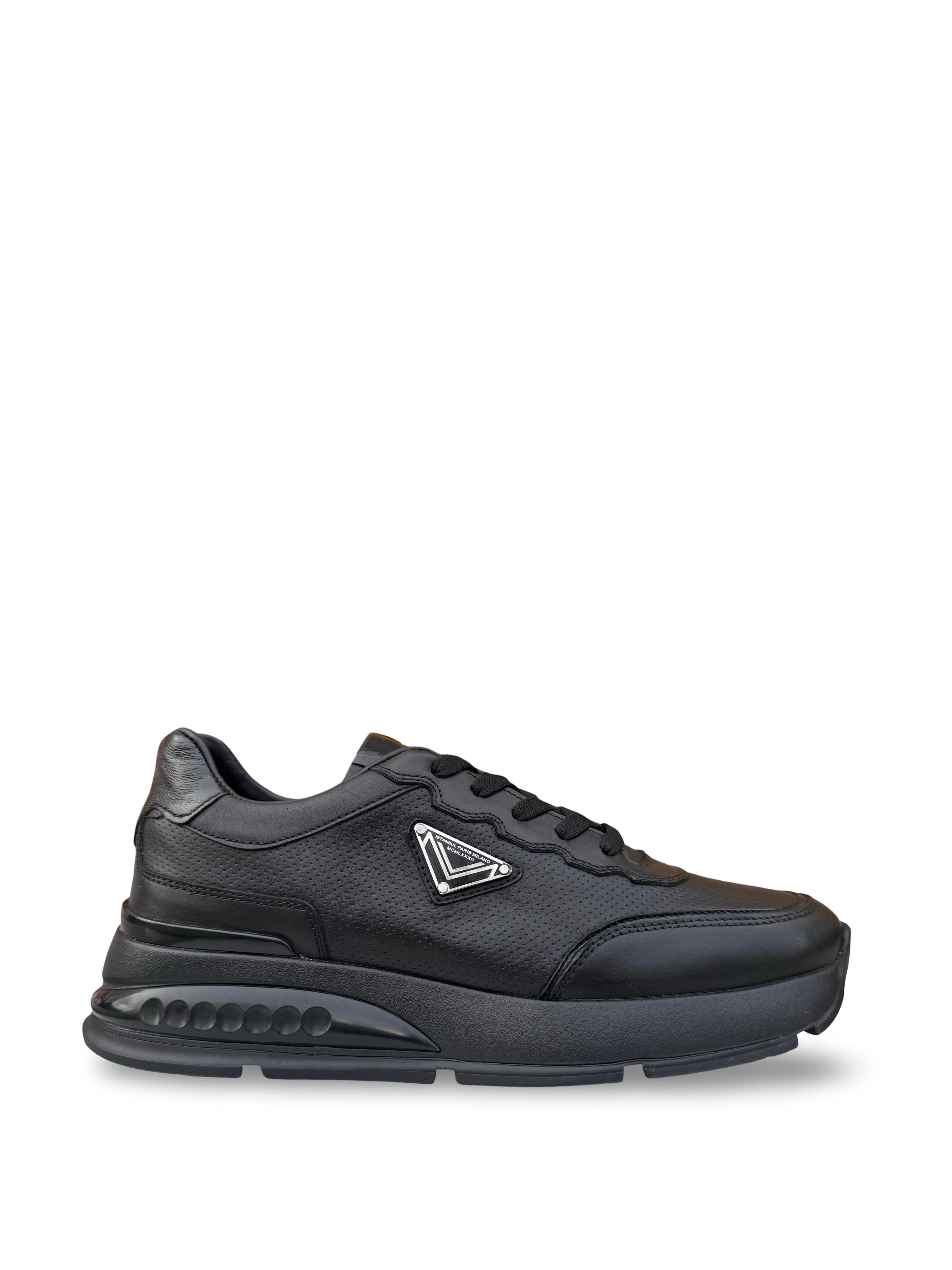 Yalınayak M23301 Hakiki Deri Eva Taban Erkek Sneaker Siyah