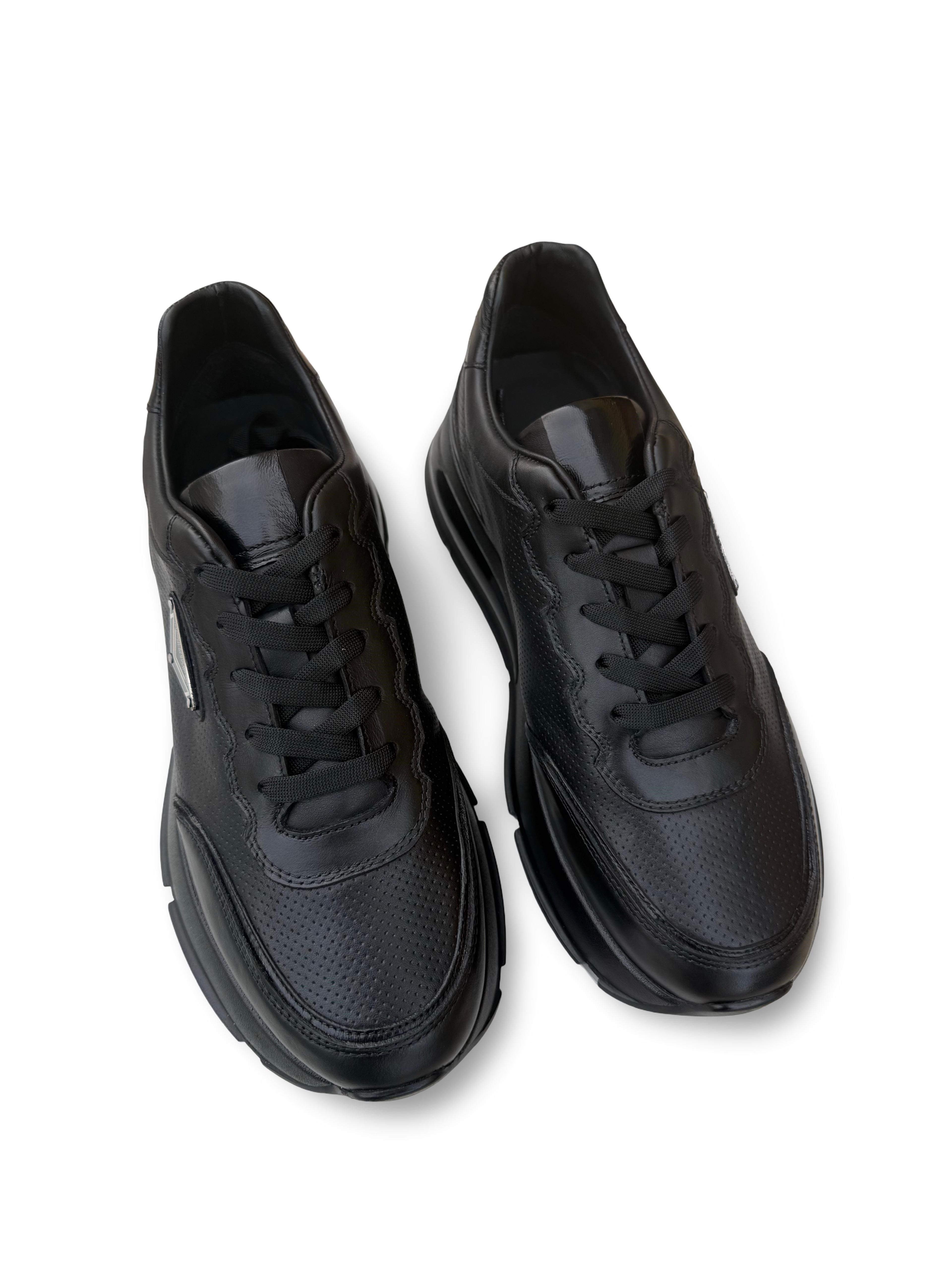 Yalınayak M23301 Hakiki Deri Eva Taban Erkek Sneaker Siyah