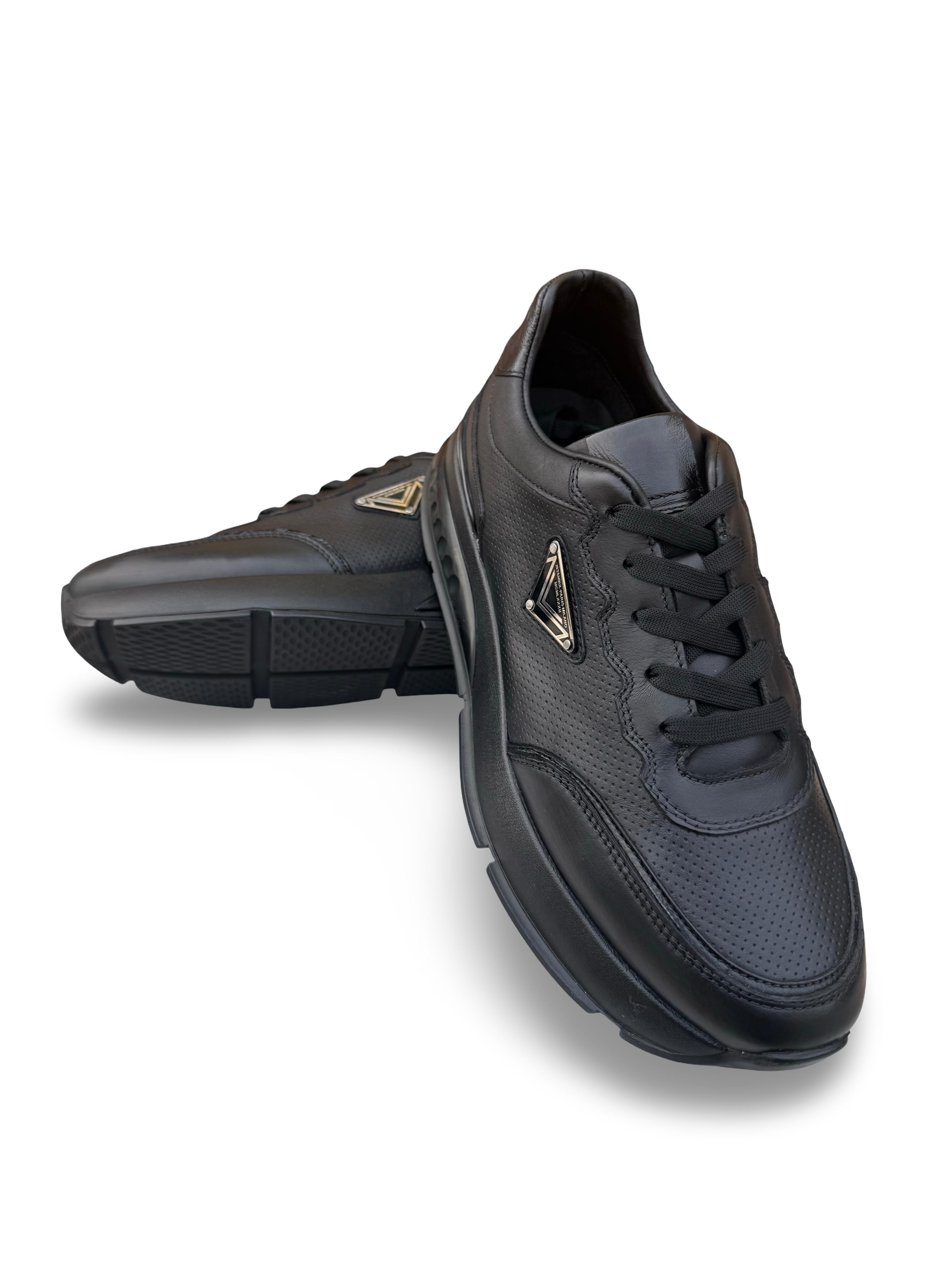 Yalınayak M23301 Hakiki Deri Eva Taban Erkek Sneaker Siyah