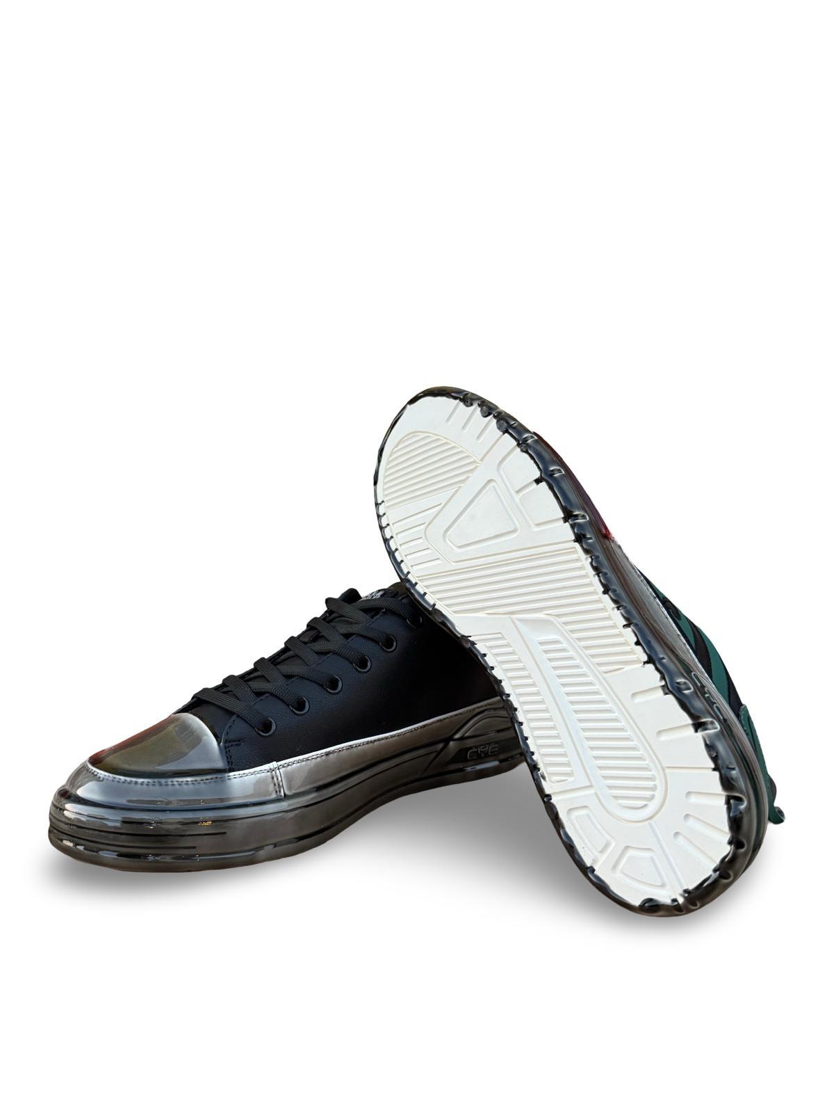 Yalınayak PE056 Hakiki Deri Aır Taban Erkek Sneaker Siyah