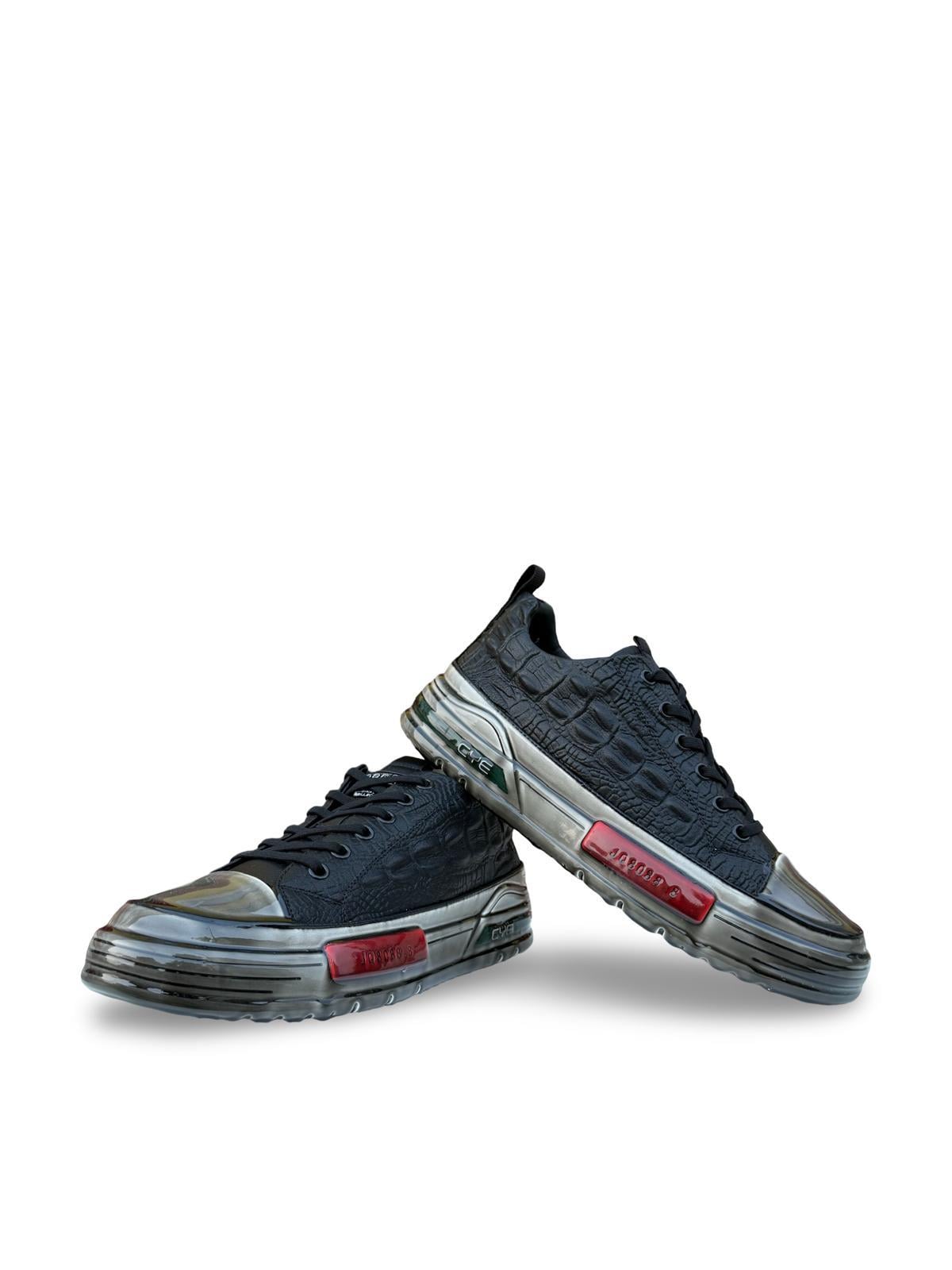 Yalınayak PE058 Hakiki Deri Aır Taban Erkek Sneaker Siyah