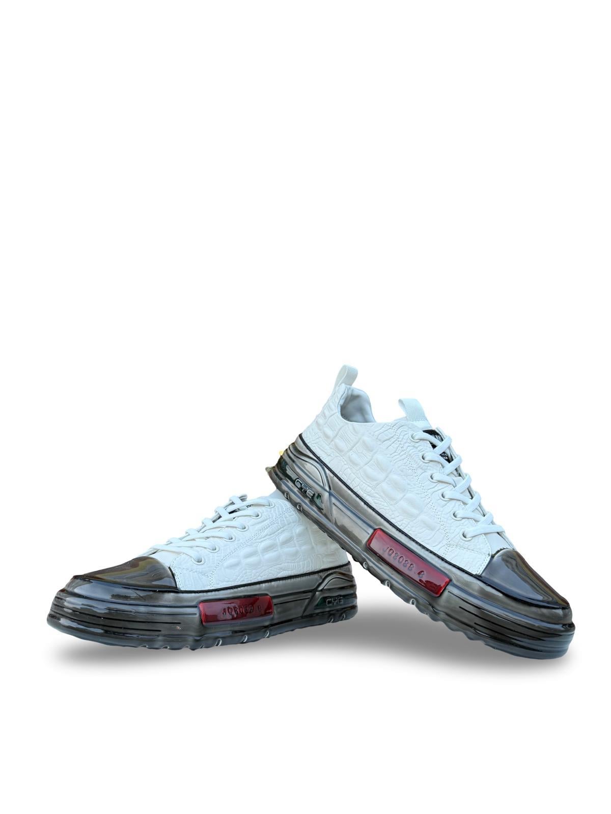 Yalınayak PE058 Hakiki Deri Aır Taban Erkek Sneaker Beyaz