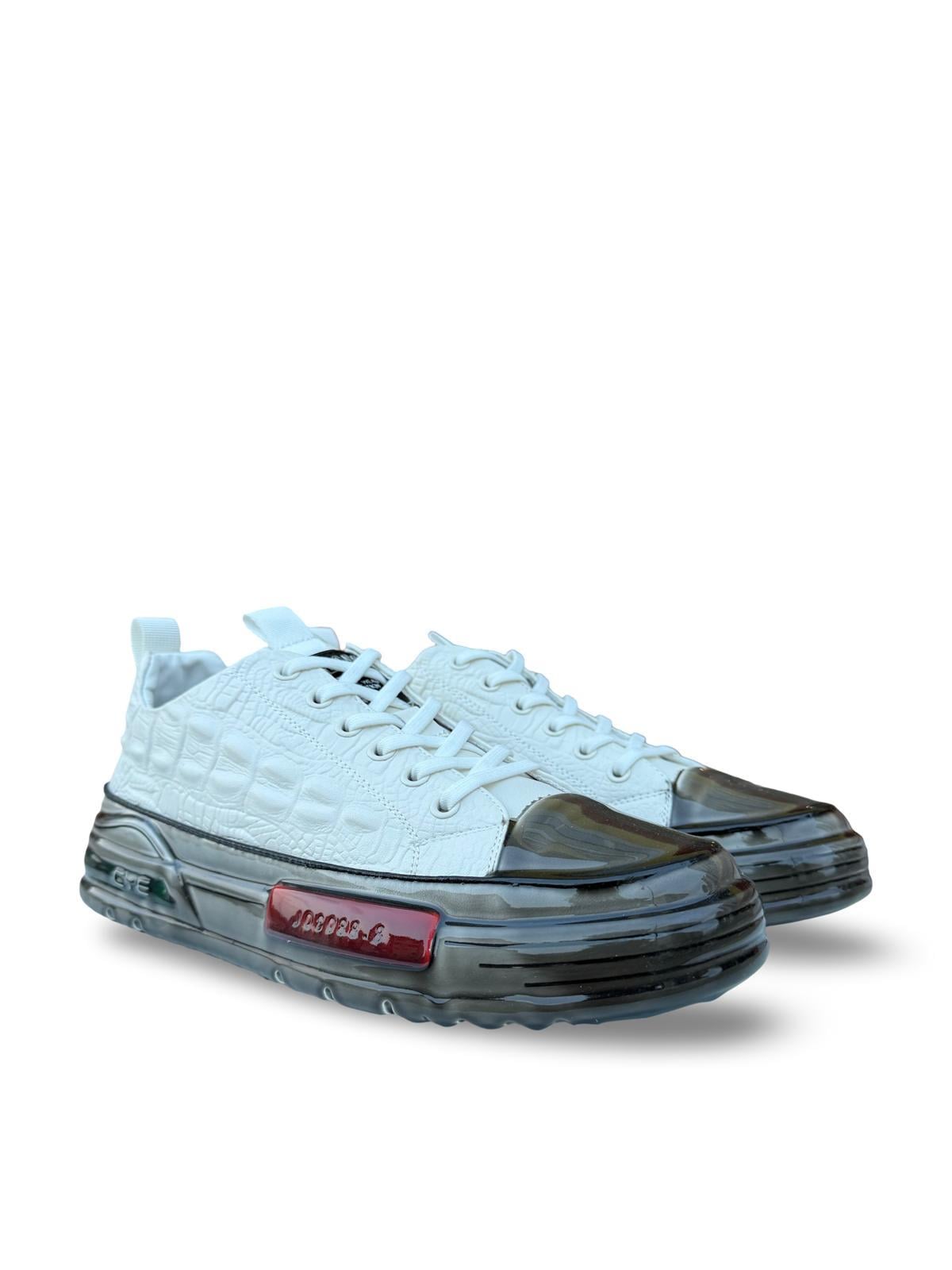 Yalınayak PE058 Hakiki Deri Aır Taban Erkek Sneaker Beyaz
