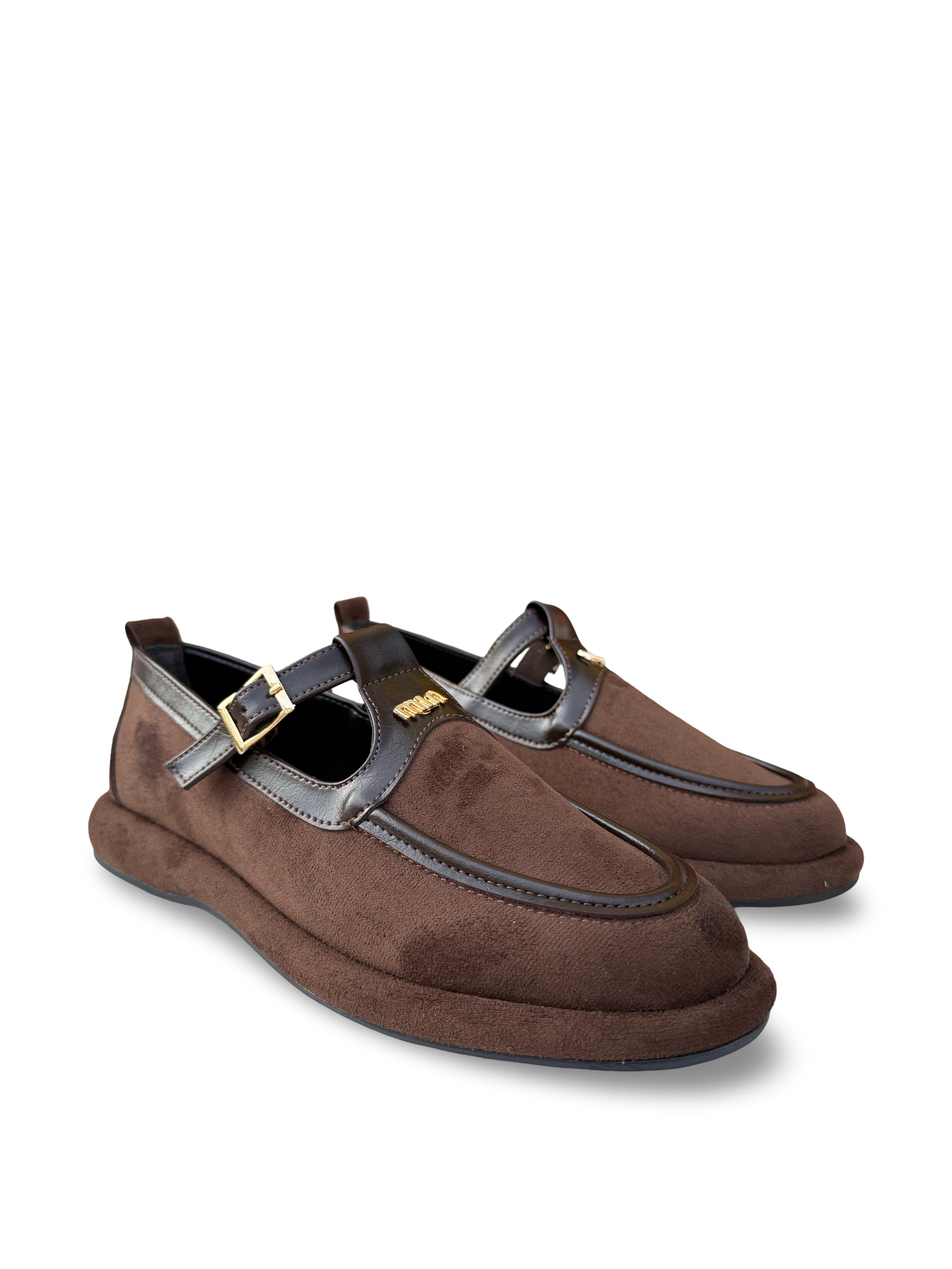 Yalınayak Prt1614 Süet Kadın Loafer Babet Kahve Süet