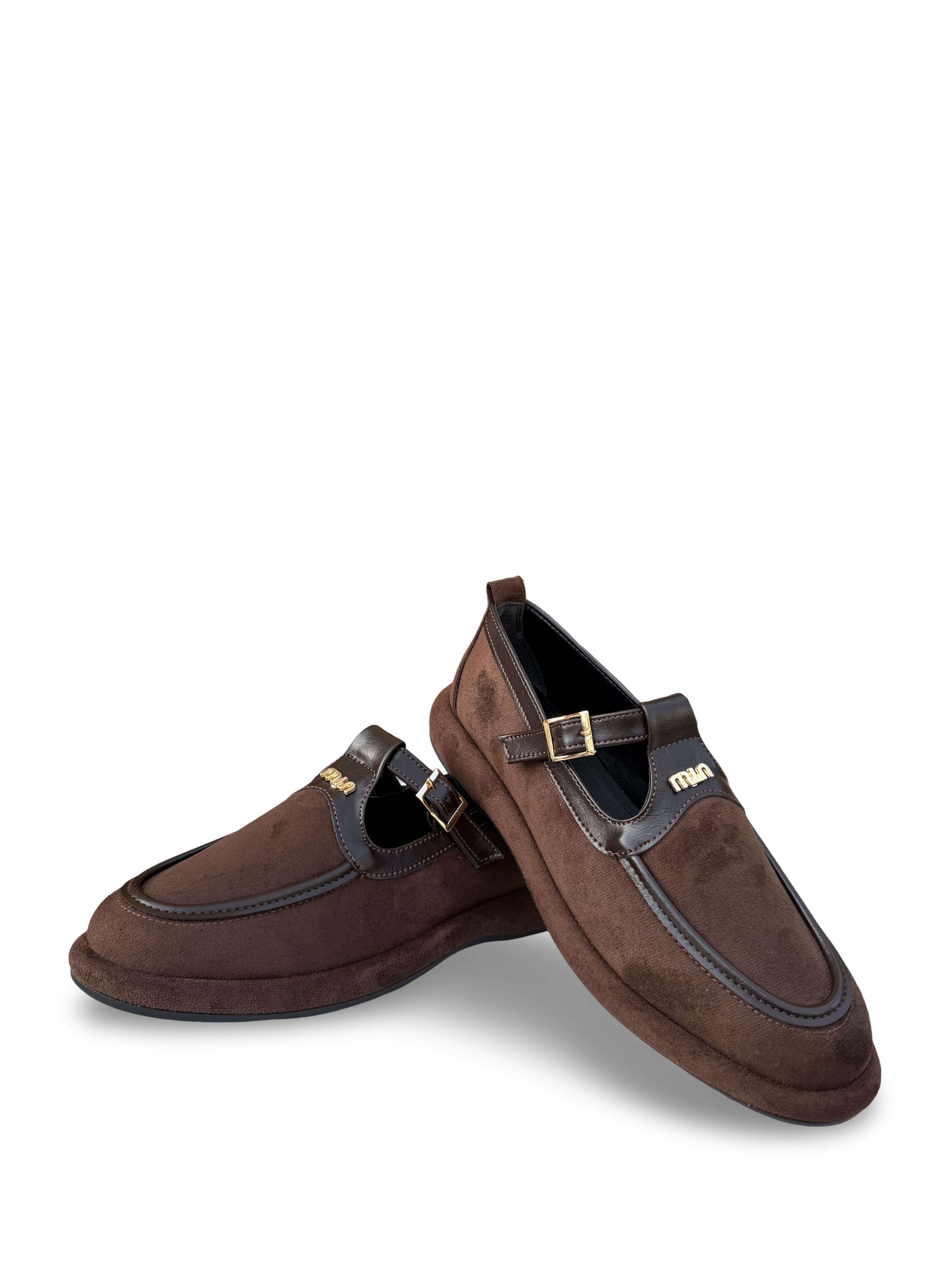 Yalınayak Prt1614 Süet Kadın Loafer Babet Kahve Süet