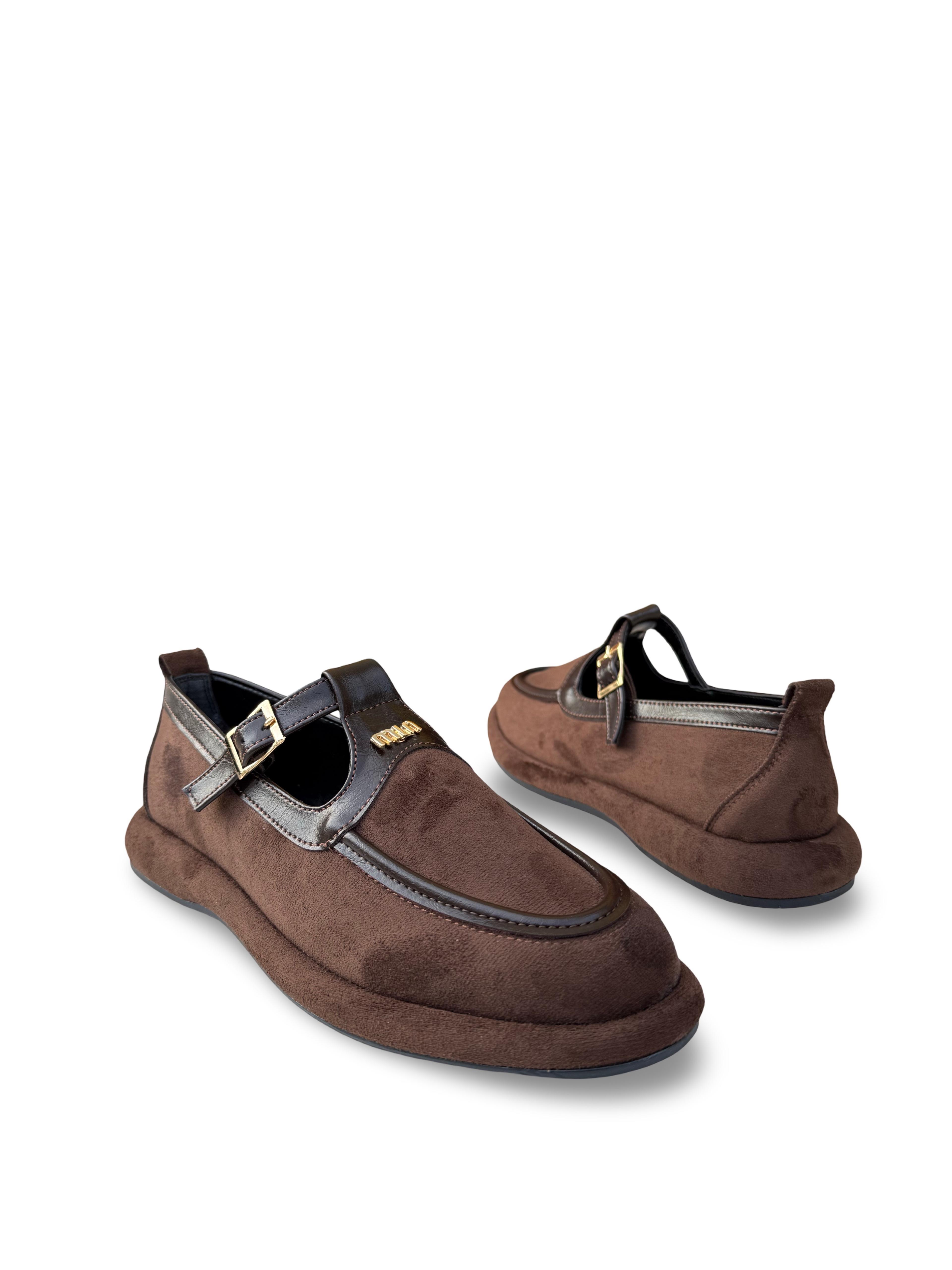 Yalınayak Prt1614 Süet Kadın Loafer Babet Kahve Süet