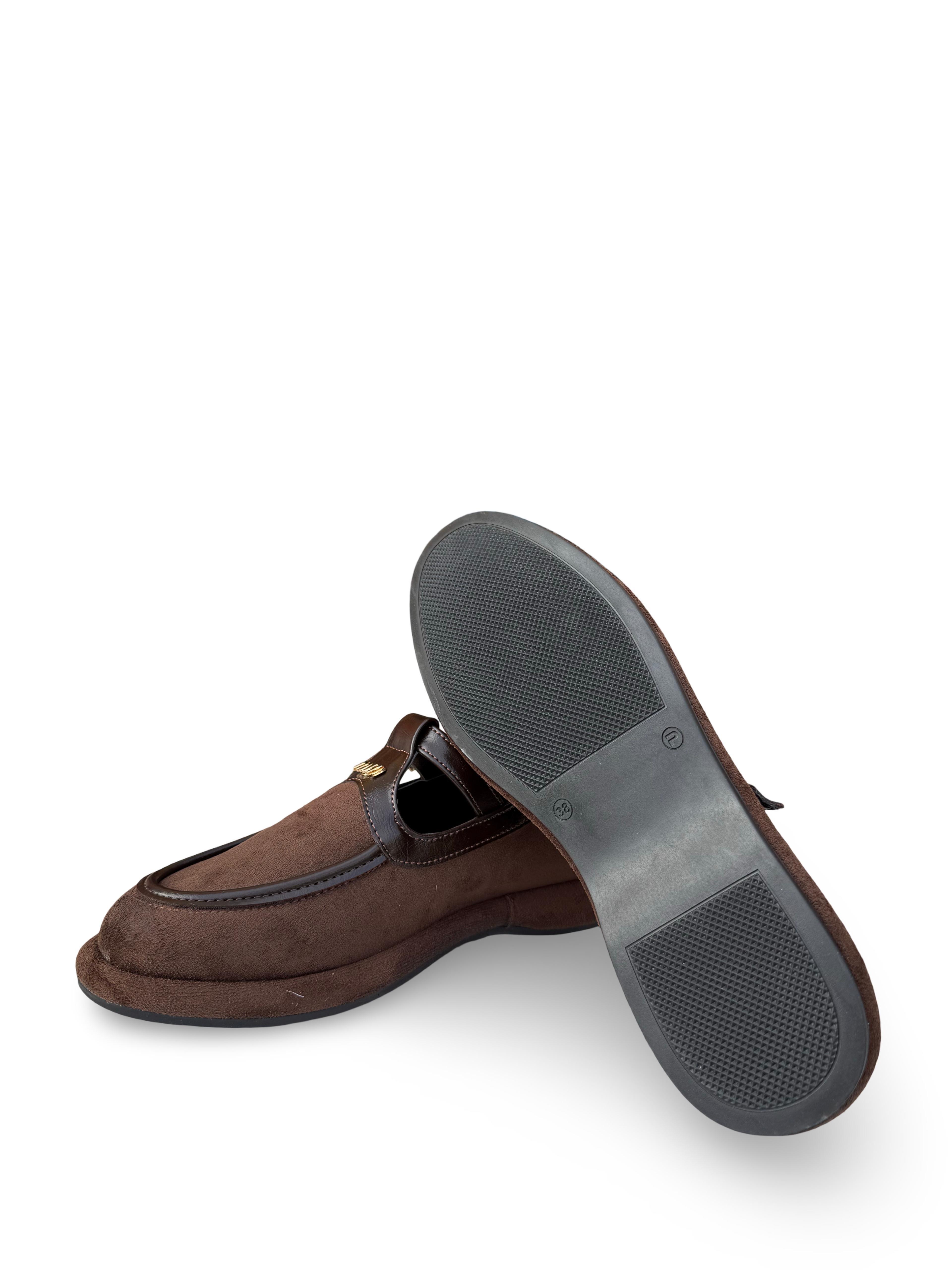Yalınayak Prt1614 Süet Kadın Loafer Babet Kahve Süet