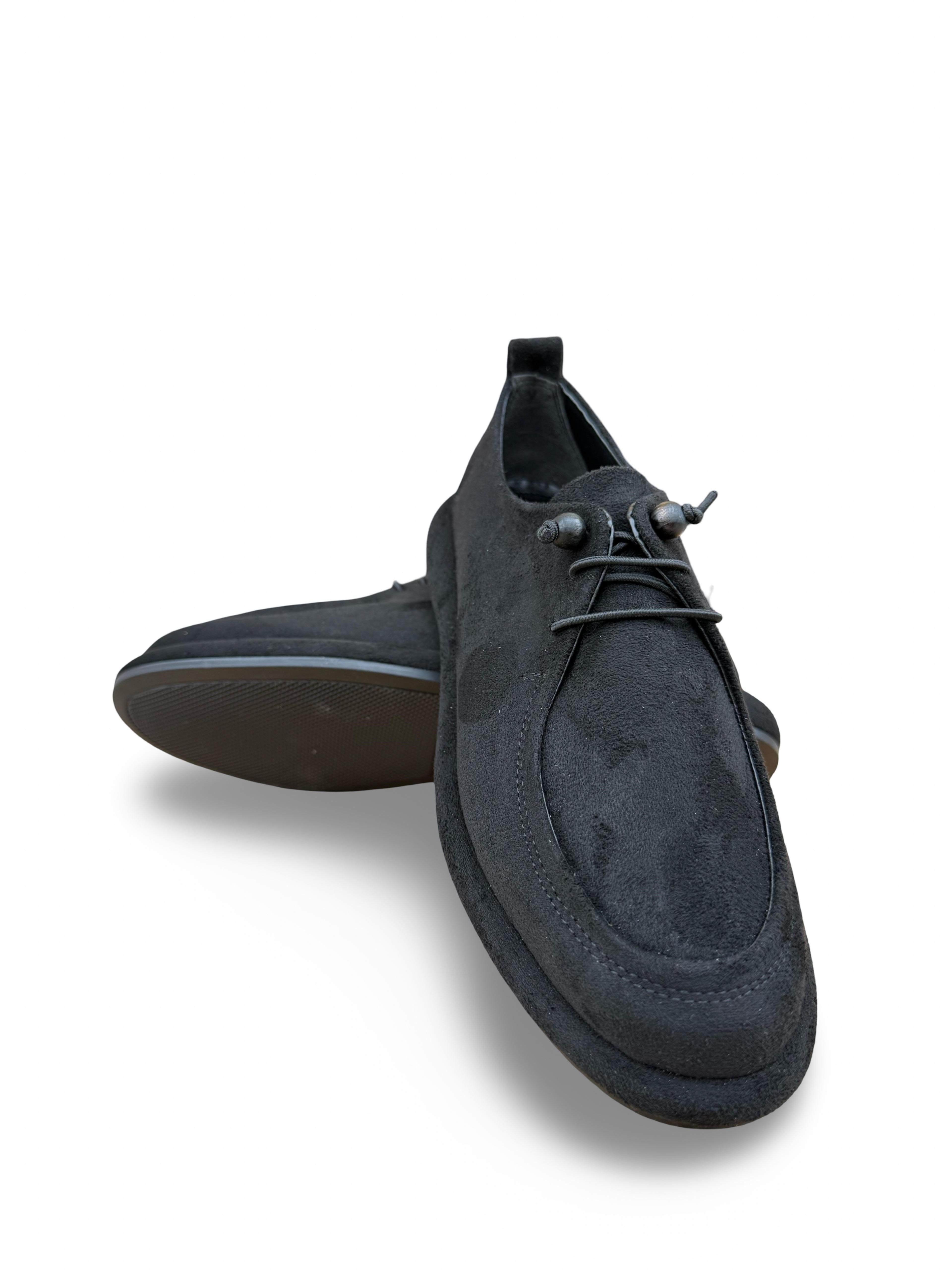 Yalınayak Prt1615 Süet Kadın Loafer Ayakkabı Siyah Süet