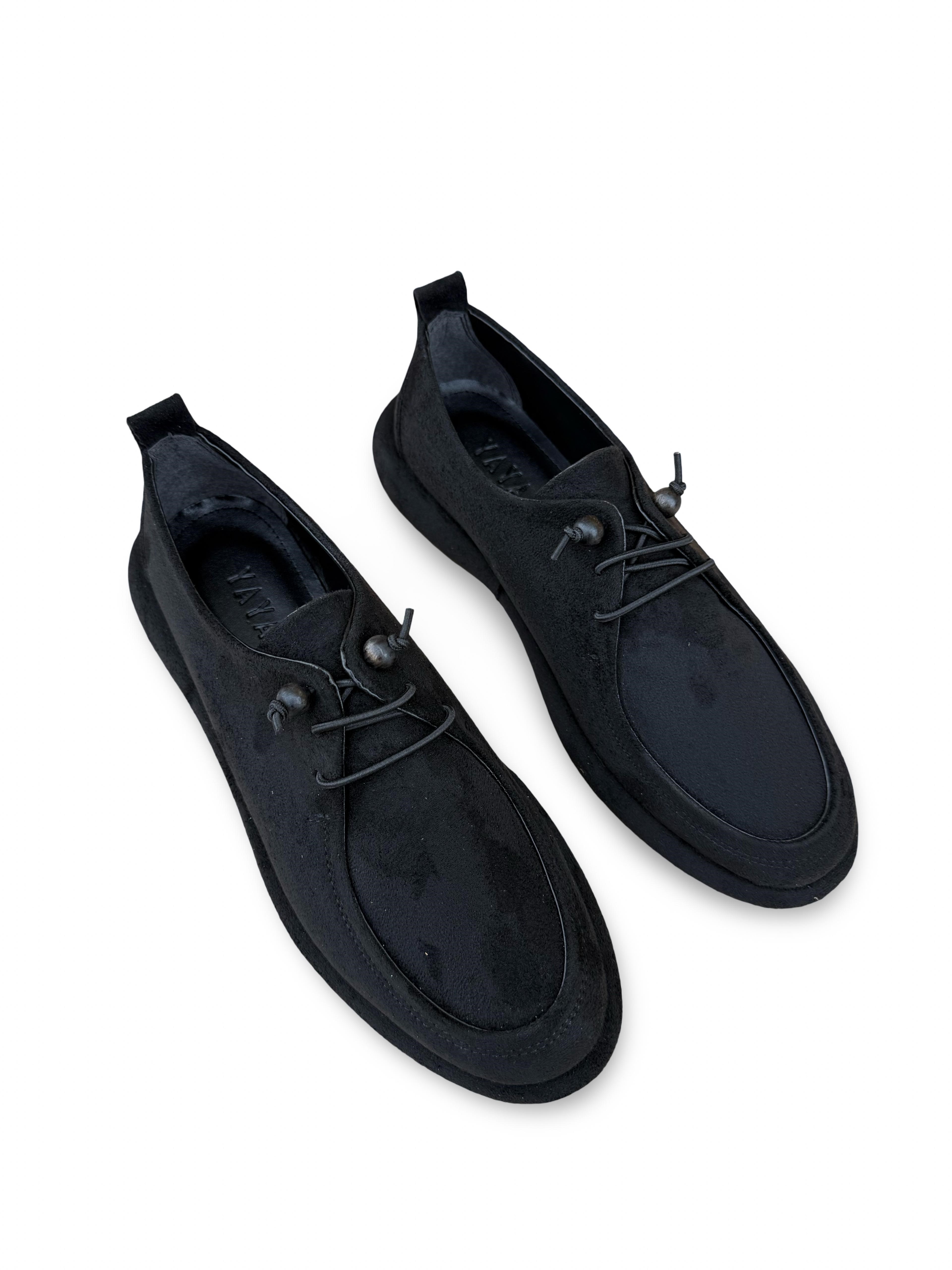 Yalınayak Prt1615 Süet Kadın Loafer Ayakkabı Siyah Süet