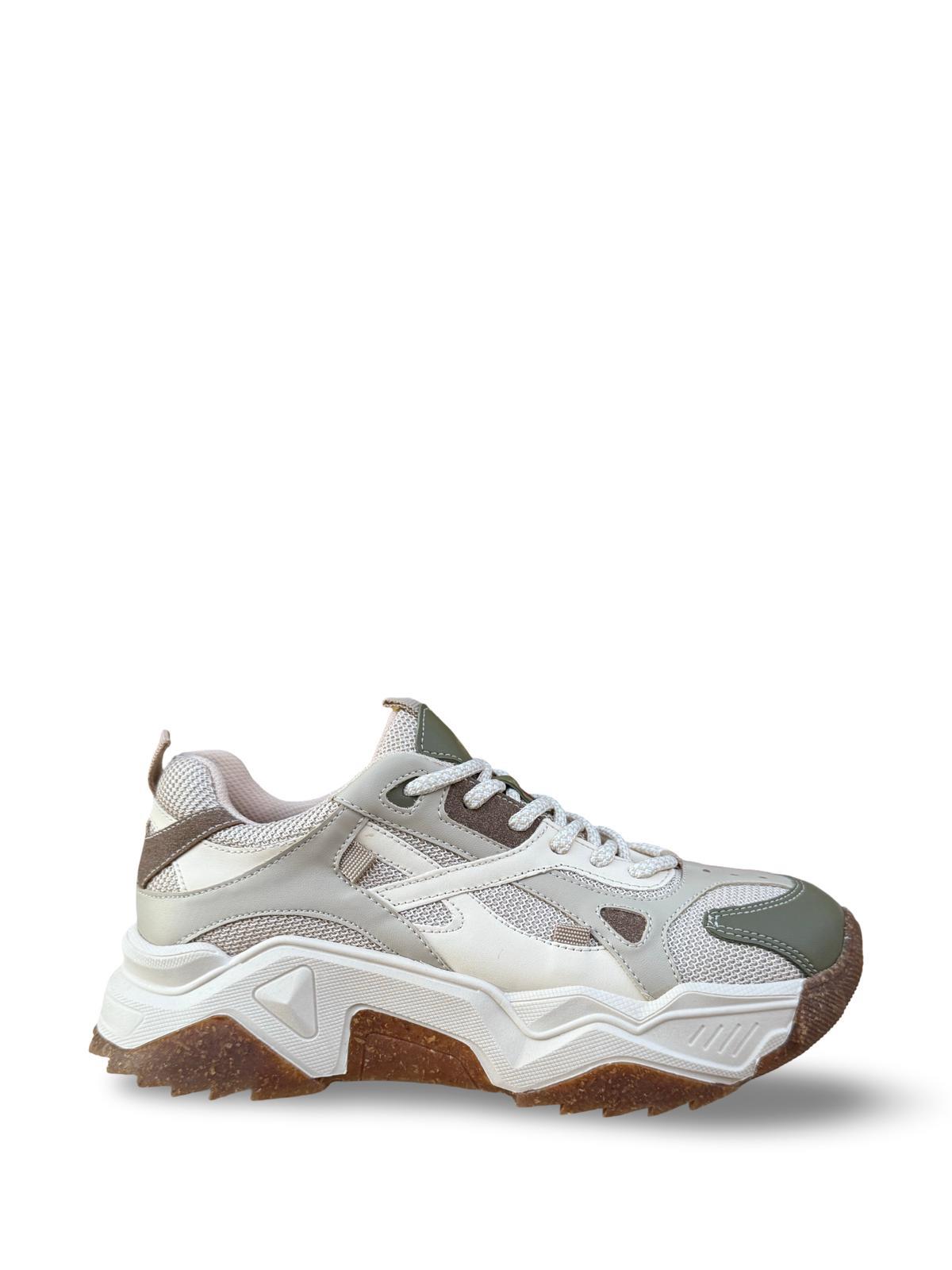 Yalınayak Sms65137 Kadın Sneakers Ayakkabı Yeşil Bej