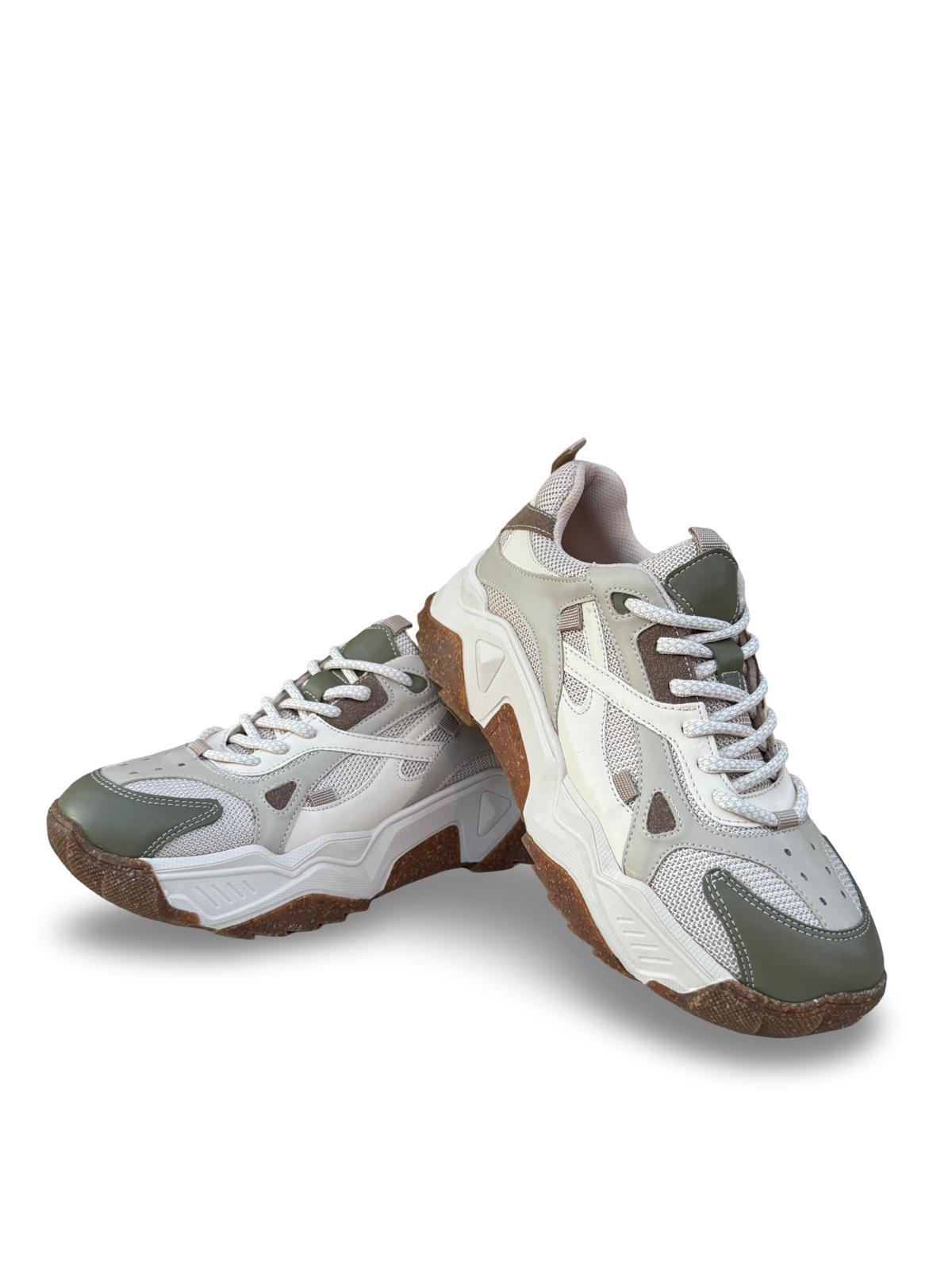 Yalınayak Sms65137 Kadın Sneakers Ayakkabı Yeşil Bej