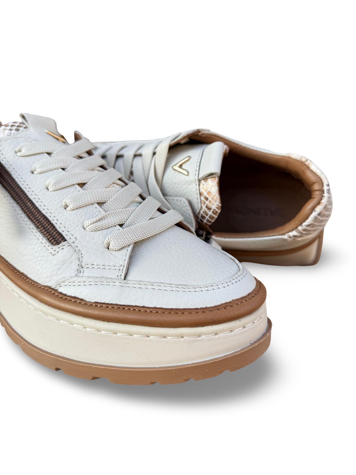Yalınayak Vg3066 Hakiki Deri Eva Taban Kadın Comfort Sneaker Bej