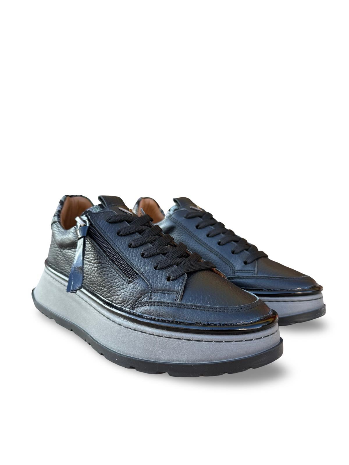 Yalınayak Vg3066 Hakiki Deri Eva Taban Kadın Comfort Sneaker Siyah