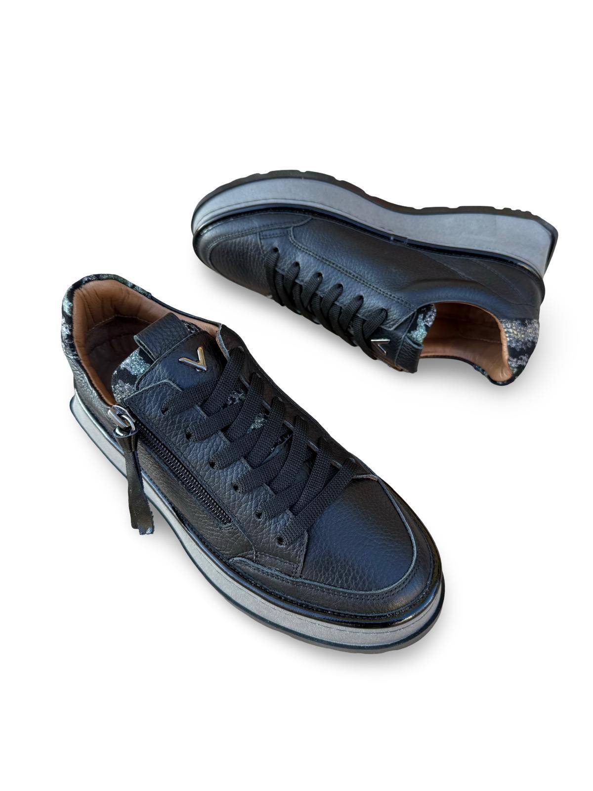 Yalınayak Vg3066 Hakiki Deri Eva Taban Kadın Comfort Sneaker Siyah